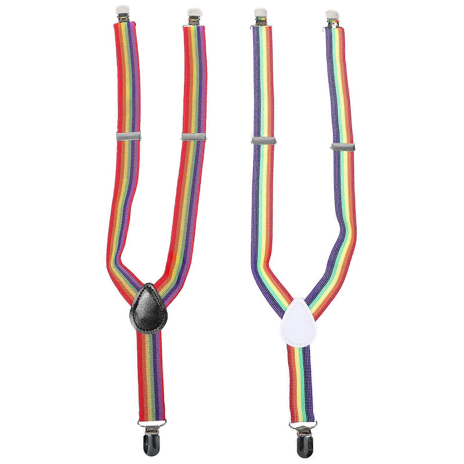 Colorful Striped Suspenders Adjustable Comfortable Wear For Baby Toddler Daily Use Light And Dark 2Pcs
