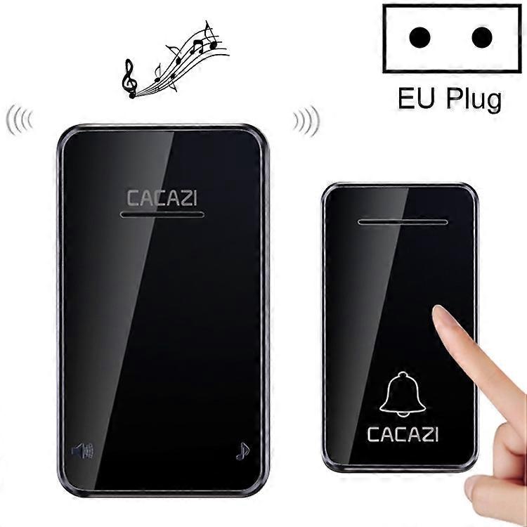 CACAZI FA8 Self-Powered Wireless Doorbell, EU Plug - Black