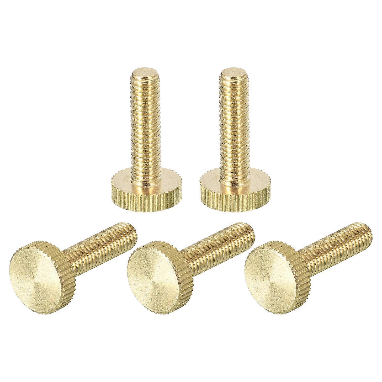 Knurled Thumb Screws M6x25mm Brass Flat Studs with Grip Knobs for Electronics and Machinery Fastening, 5 Pack