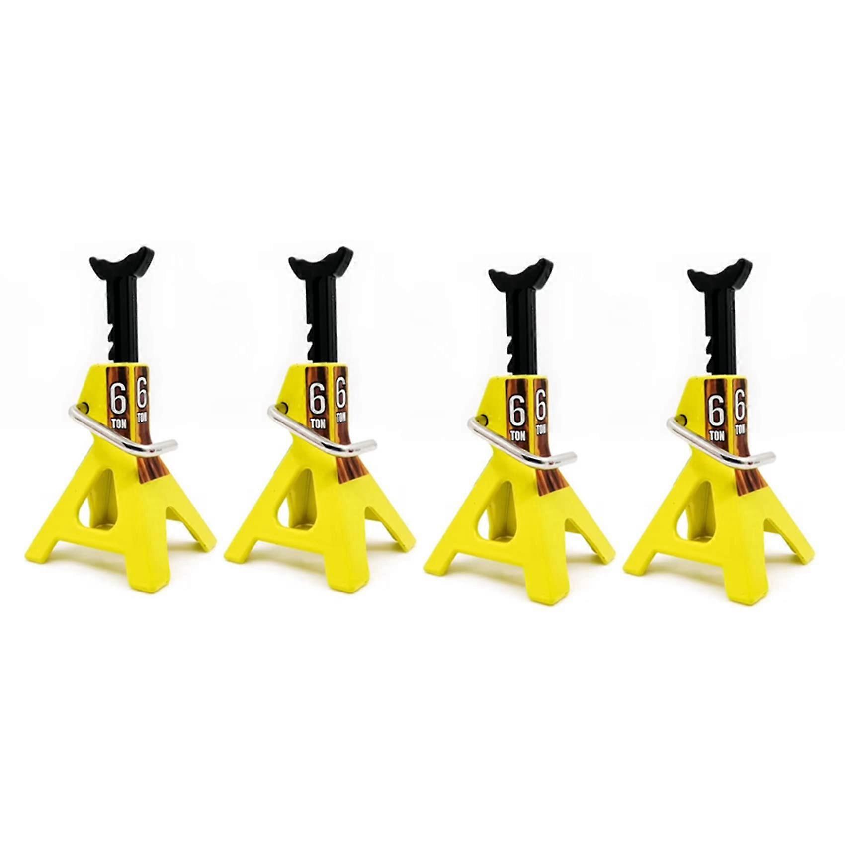 4X Metal Lift Stand Simulation Mini Toy for 1/10 RC Crawler Truck Car Trx4 SCX10 Simulation Climbing Vehicle Yellow