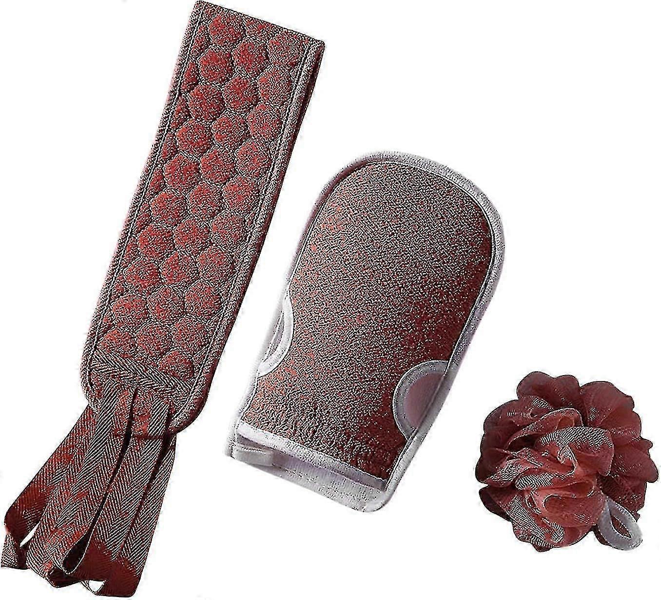 Back Brush Body Brush, Back Scrubber Exfoliating Bath Glove Shower Sponge Set of 3, Back Scrubber Massage Brush 0619