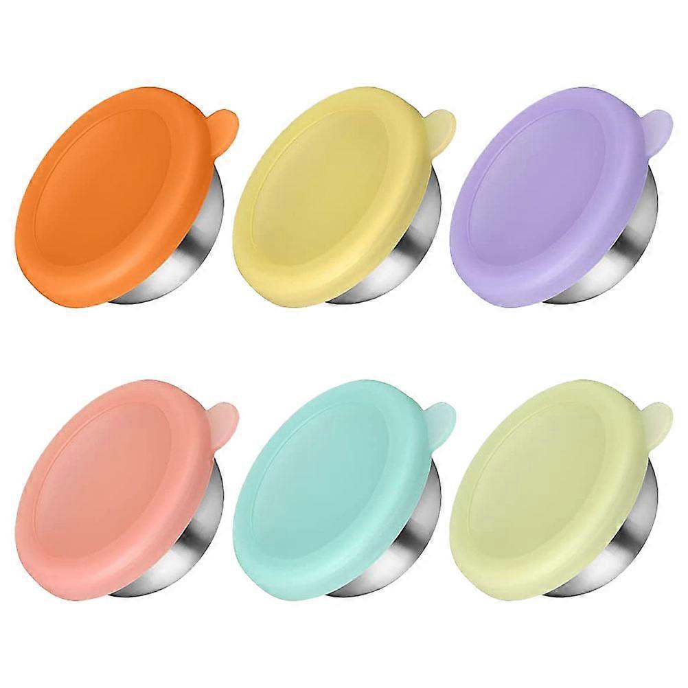 Portable Metal Salad Dressing Containers with Silicone Lids for Storage Use Assorted Color 6 Pieces