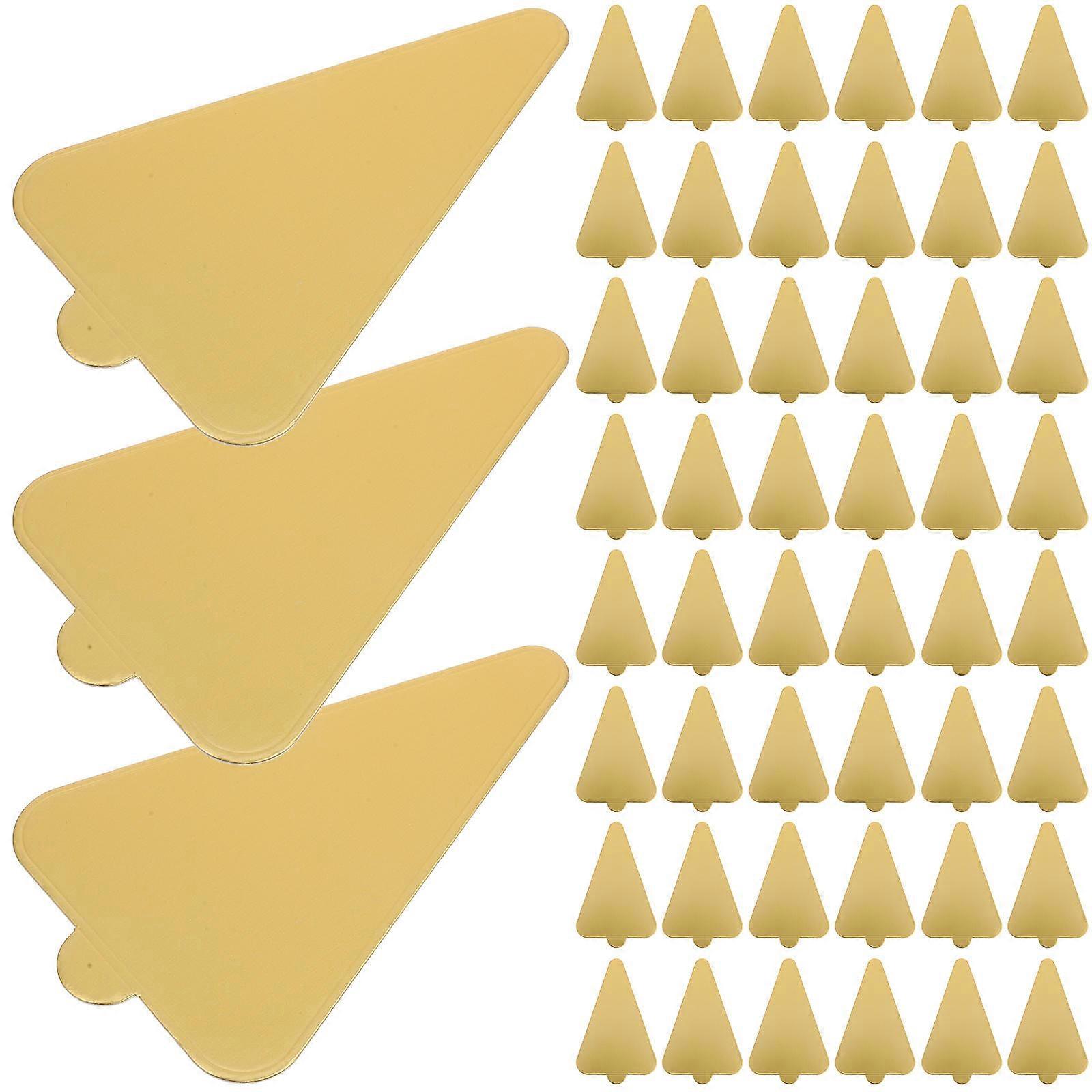 Triangular Base Golden Cardboard Safe Pastry Paper For Home Bakers Events Mousse Cake Presentation 50Set