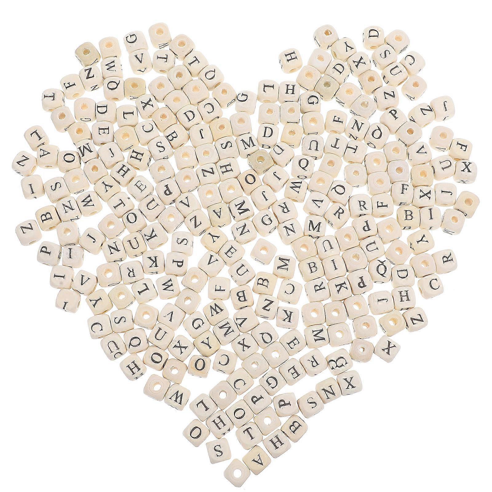 Alphabet Beads Diy Beads for Anniversary Day Valentine's Day Birthday 1.1x1.1cm Wood 260Pcs