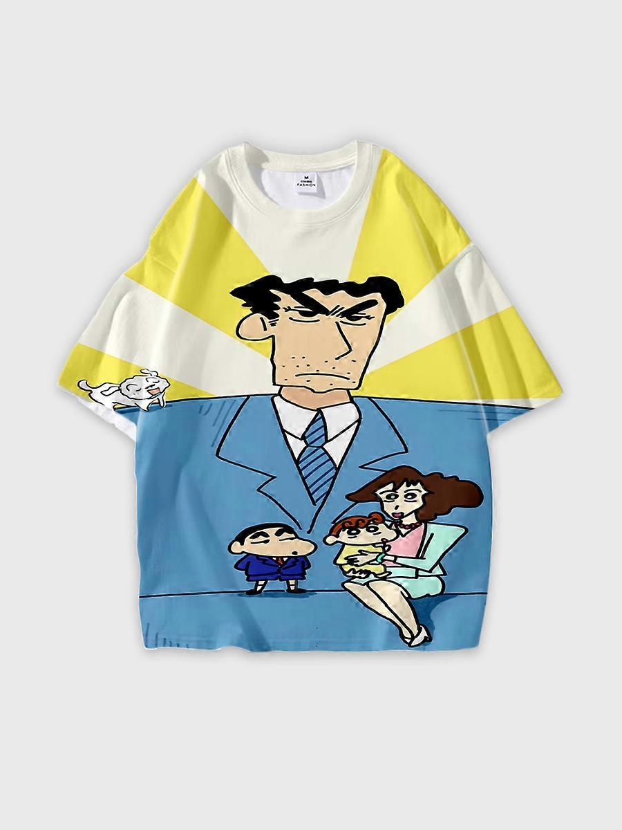 T-shirt girocollo Cartoon Pattern manica corta sciolta O441