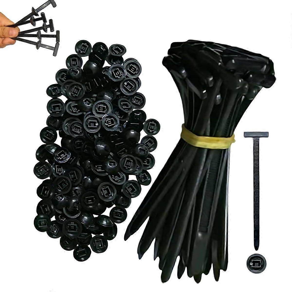Nylon Universal Cable Tie Buckle, Heavy Duty Self-Locking Zip Ties, 50 Pack Black Plastic Straps with Pin & Button Design