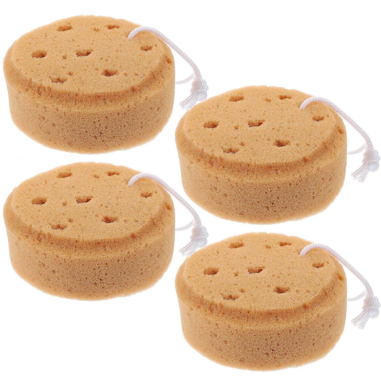 Body Scrub Sponge Bath Loofah Sponges Shower Scrubbing Tool 11x11cm Coffee 4Pcs