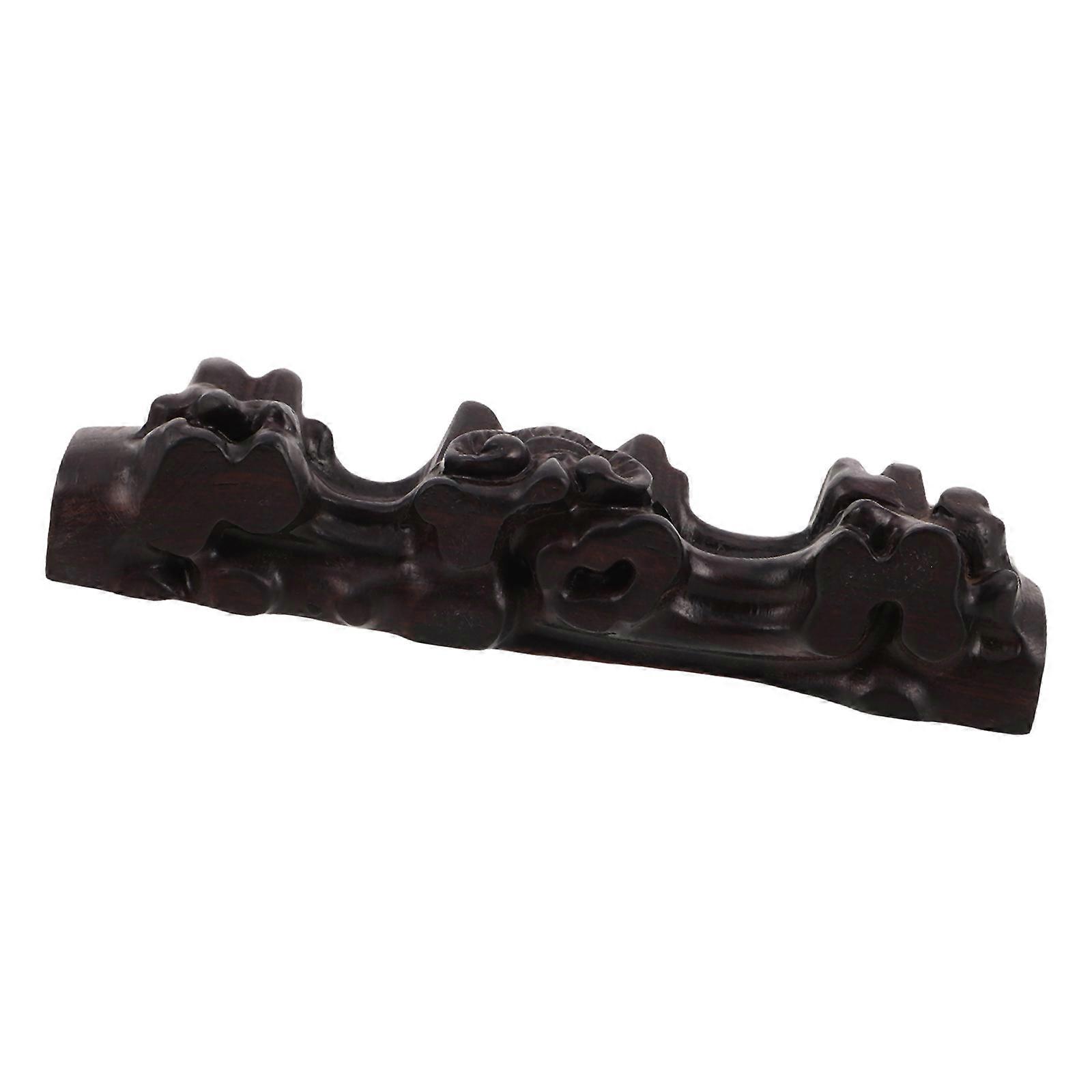 Wooden Flute Display Stand for Bamboo Flutes Solid Wood Desktop Holder with Artistic Carved Pattern Wind Instrument Rack for Home Decoration and