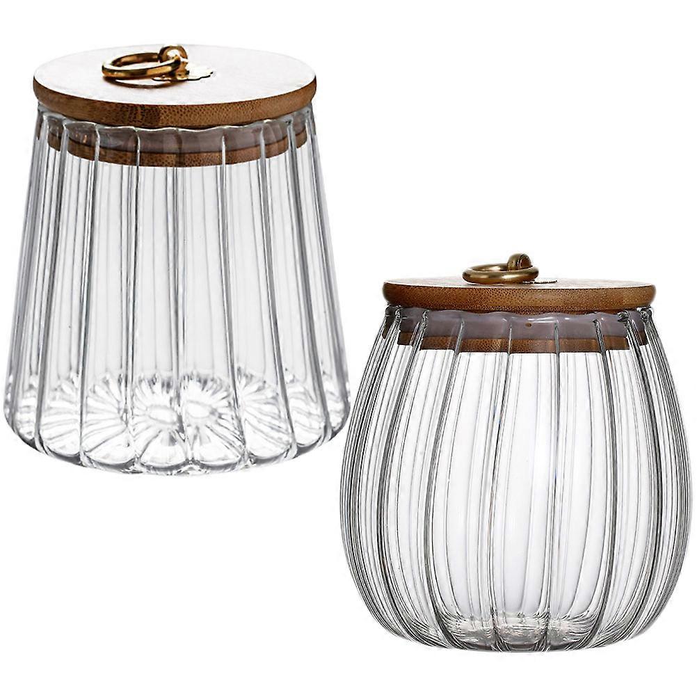 Clear Glass Storage Jar with Lid for Tea Bags Loose Leaf Projects 2 Pieces