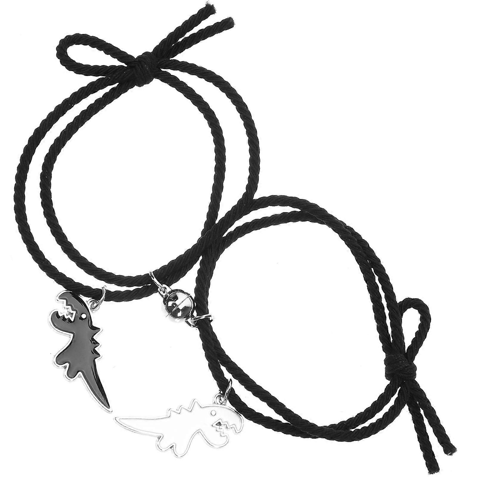 Matching Bracelets for Couples Dinosaur Charm Wristband Creative Wristband Lightweight Cotton Rope Material 1 Pair