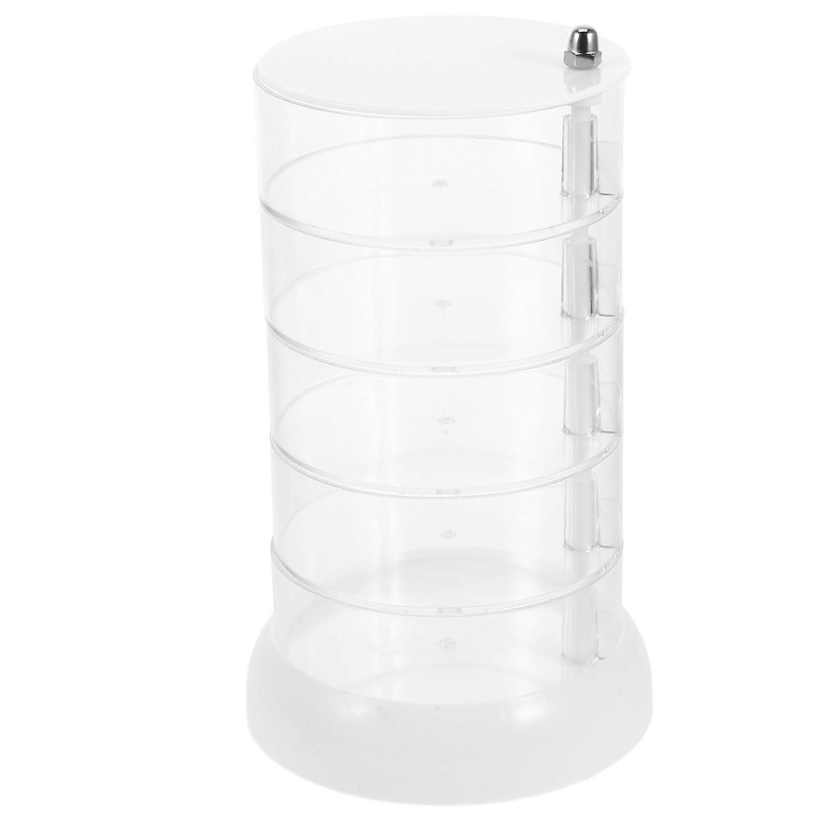Display Box Clear Rotating Desk Storage Box Office Home Use Ivory 22.00X13.00X13.00CM Multi-layer Storage 1Pack