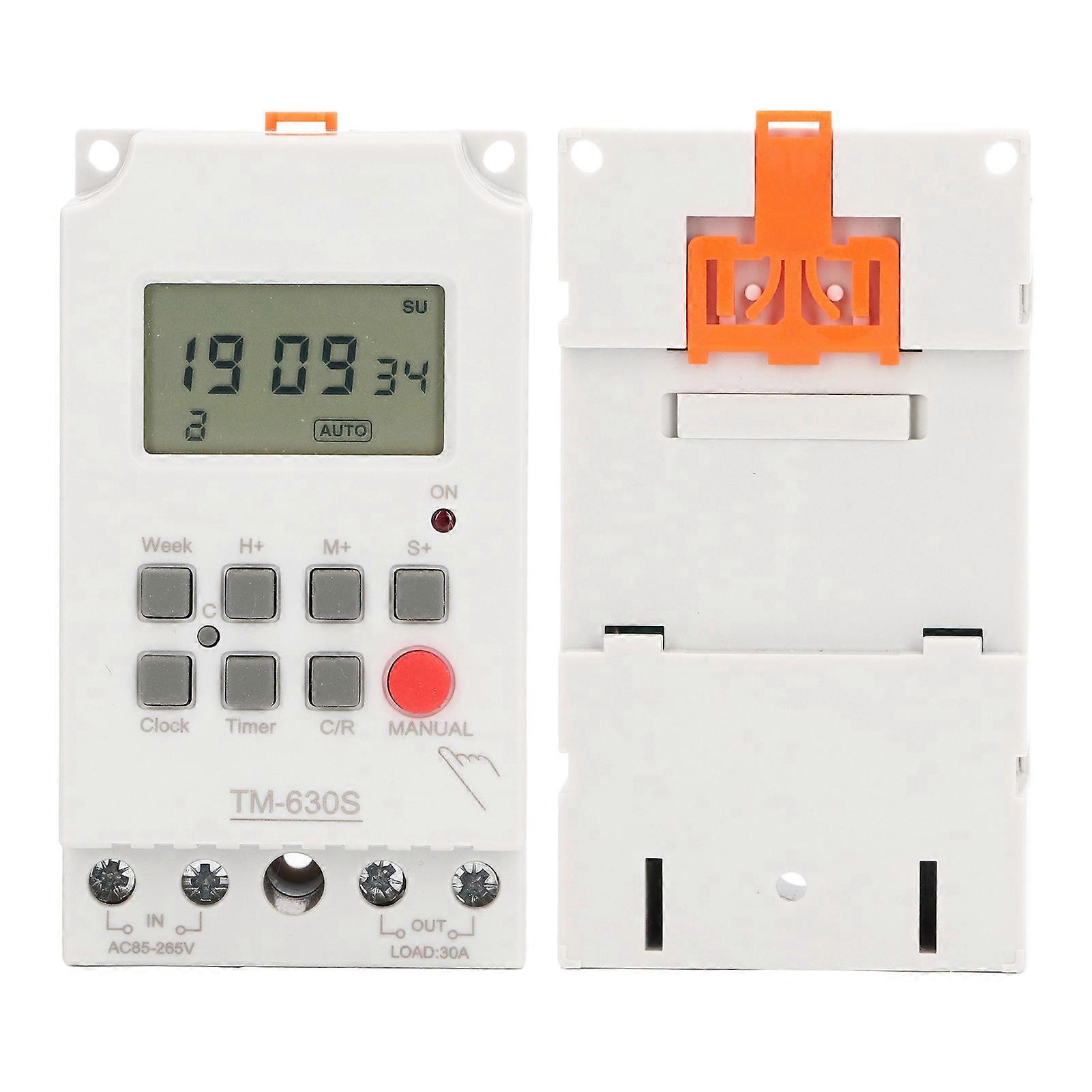 Second Setting Digital Timer Switch ABS 7 Day Programmable Memory Backup Timing Switch AC85‑265V 30A 