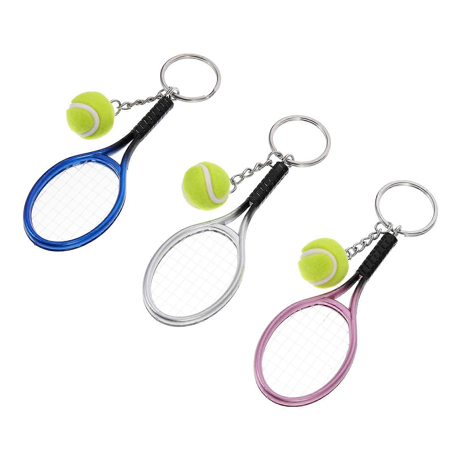 سلسلة مفتاح التنس حقيبة تصميم زخرفية للرجال 9.5X4X0.7CM 3 قطع