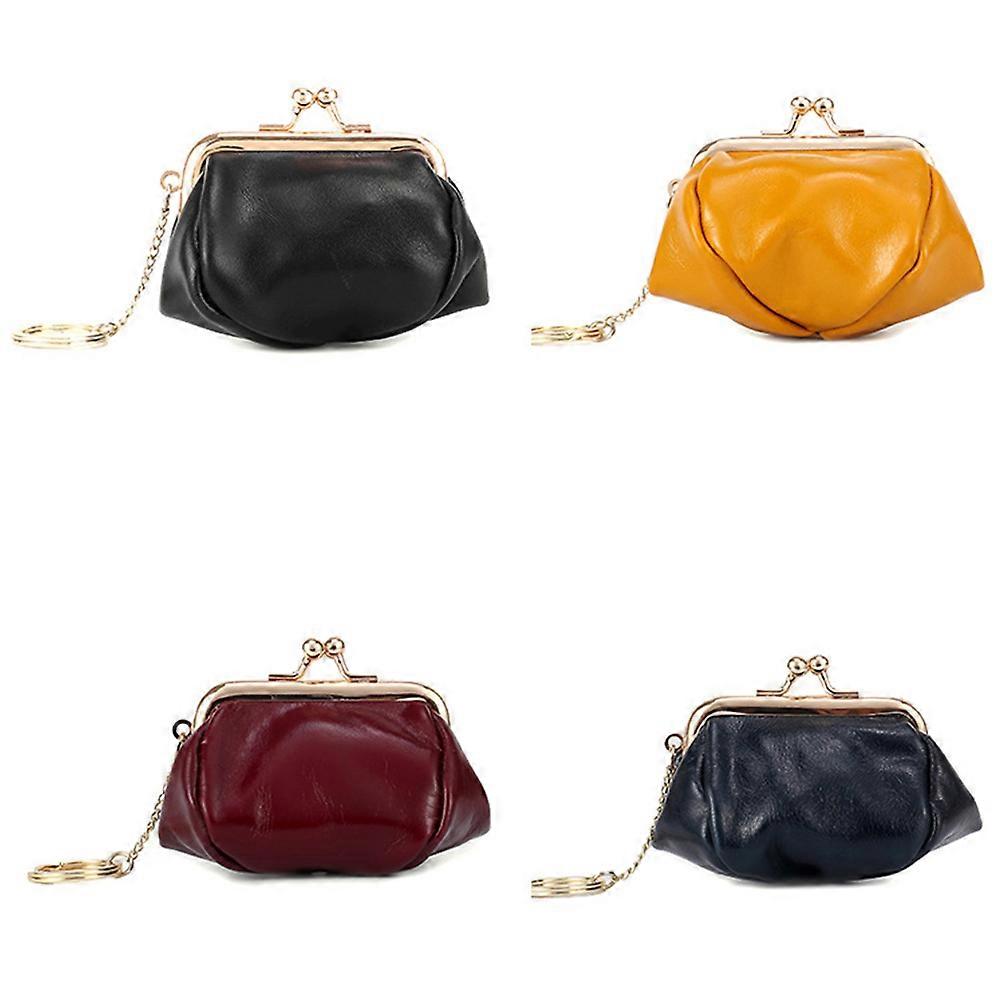 Retro Oil Wax Women Wallet with Coin Purse and Earphone Storage Bag in Red for Durable Portable Use