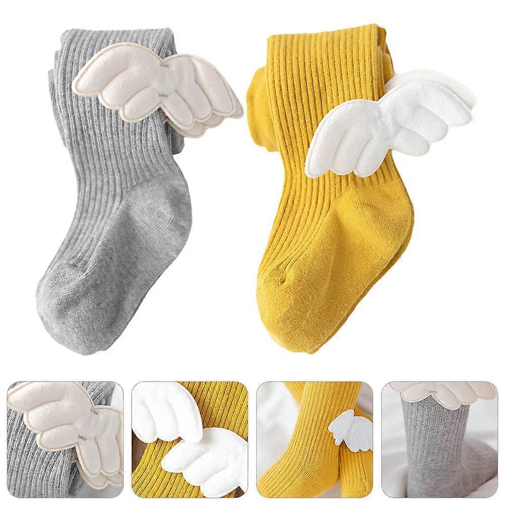 Toddler Leggings Girls Ribbed Tights Knitted Long Socks Soft Fabric No Deformation 2 Pairs Spring Autumn