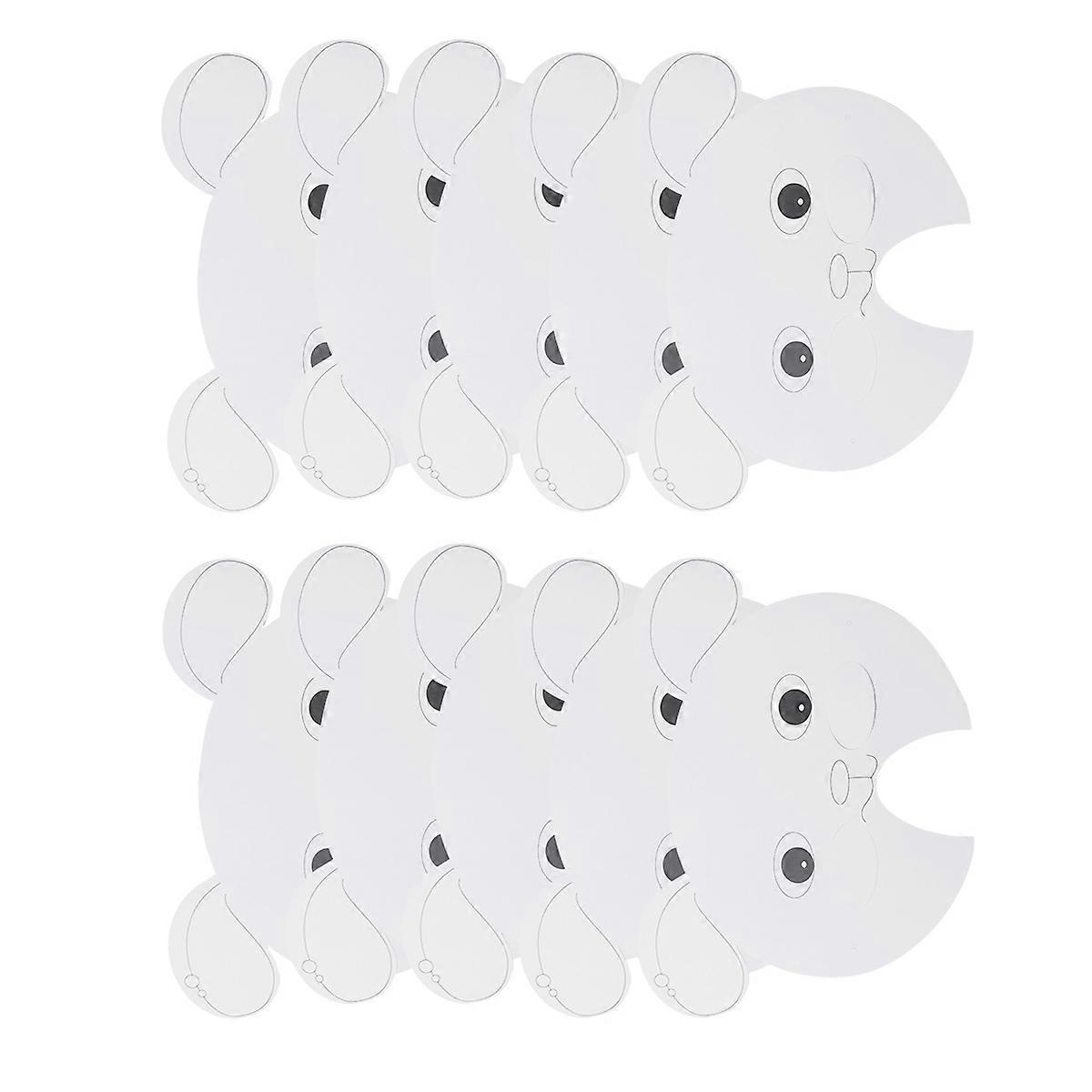 15Pcs Paper Crafted Dog Masks In White For Children To Promote Imagination And Hands-on Ability