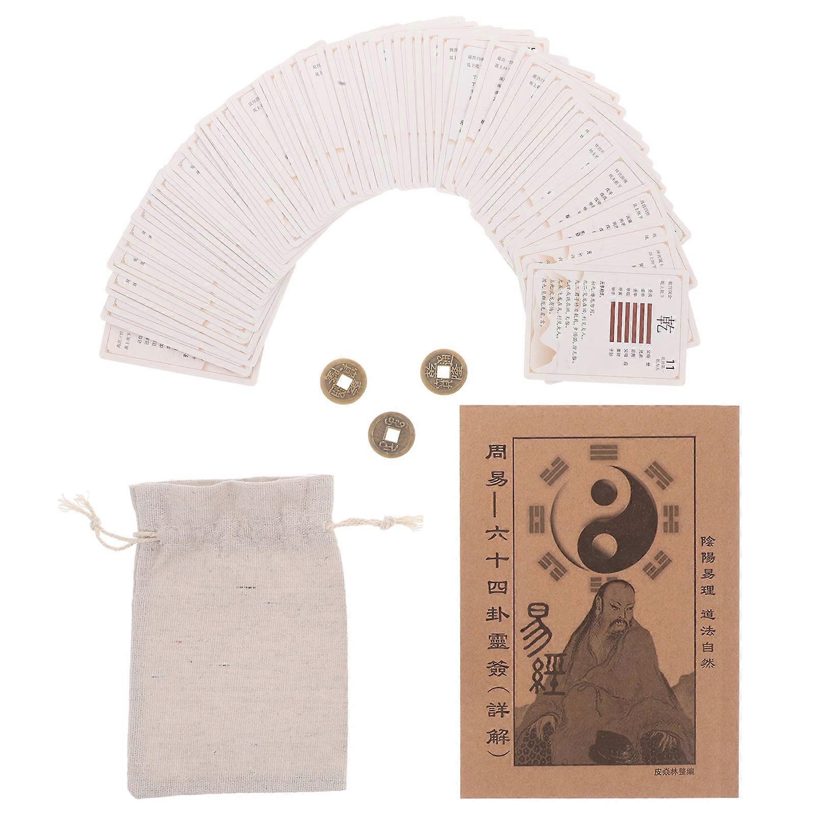I Ching Set with Hexagram Cards and Divination Coins – Educational Tool for Feng Shui, Wealth, and Success