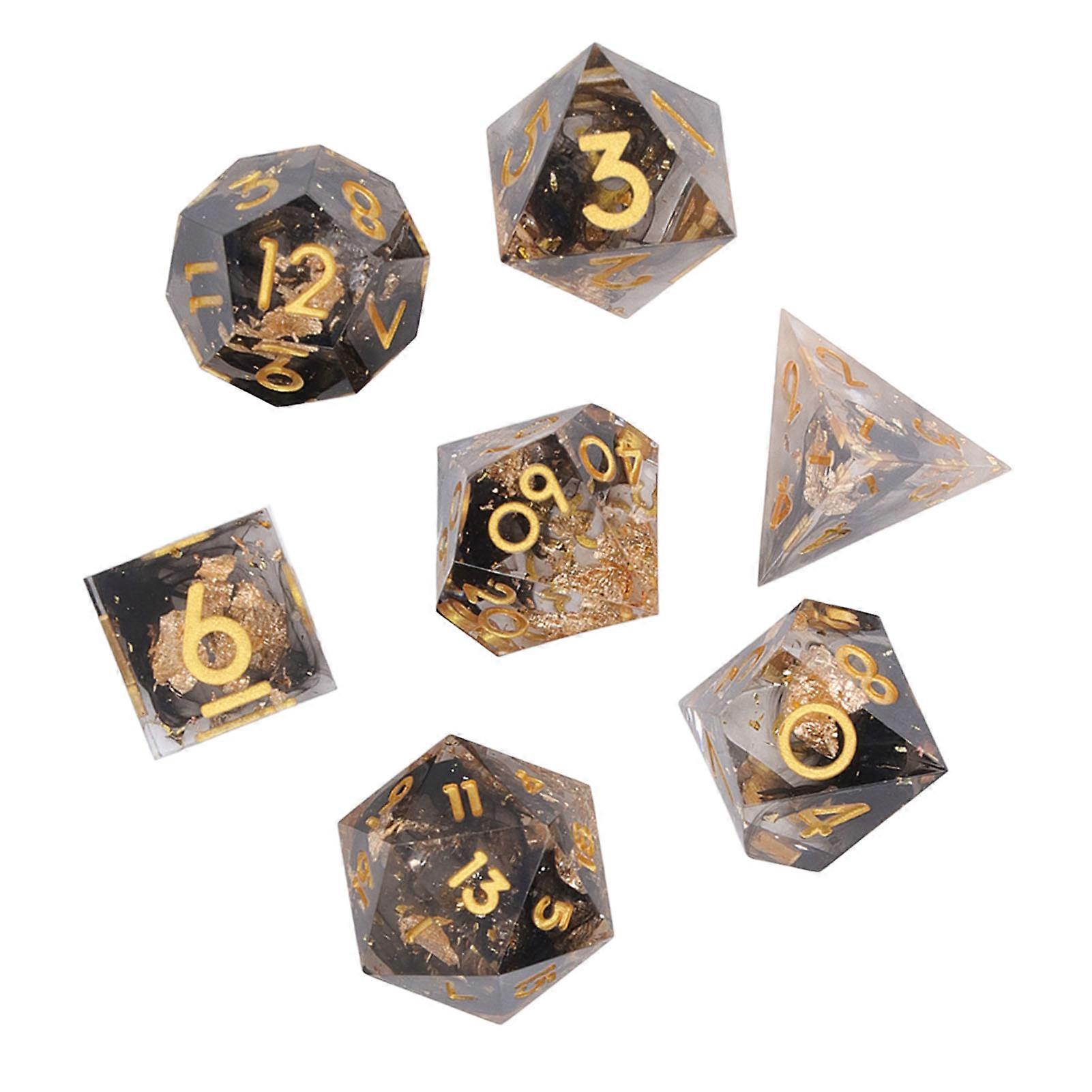 7 PCS Resin Dice Set Exquisite Polyhedral nce Rolling Colorful Portable Board Game Dice Set Black