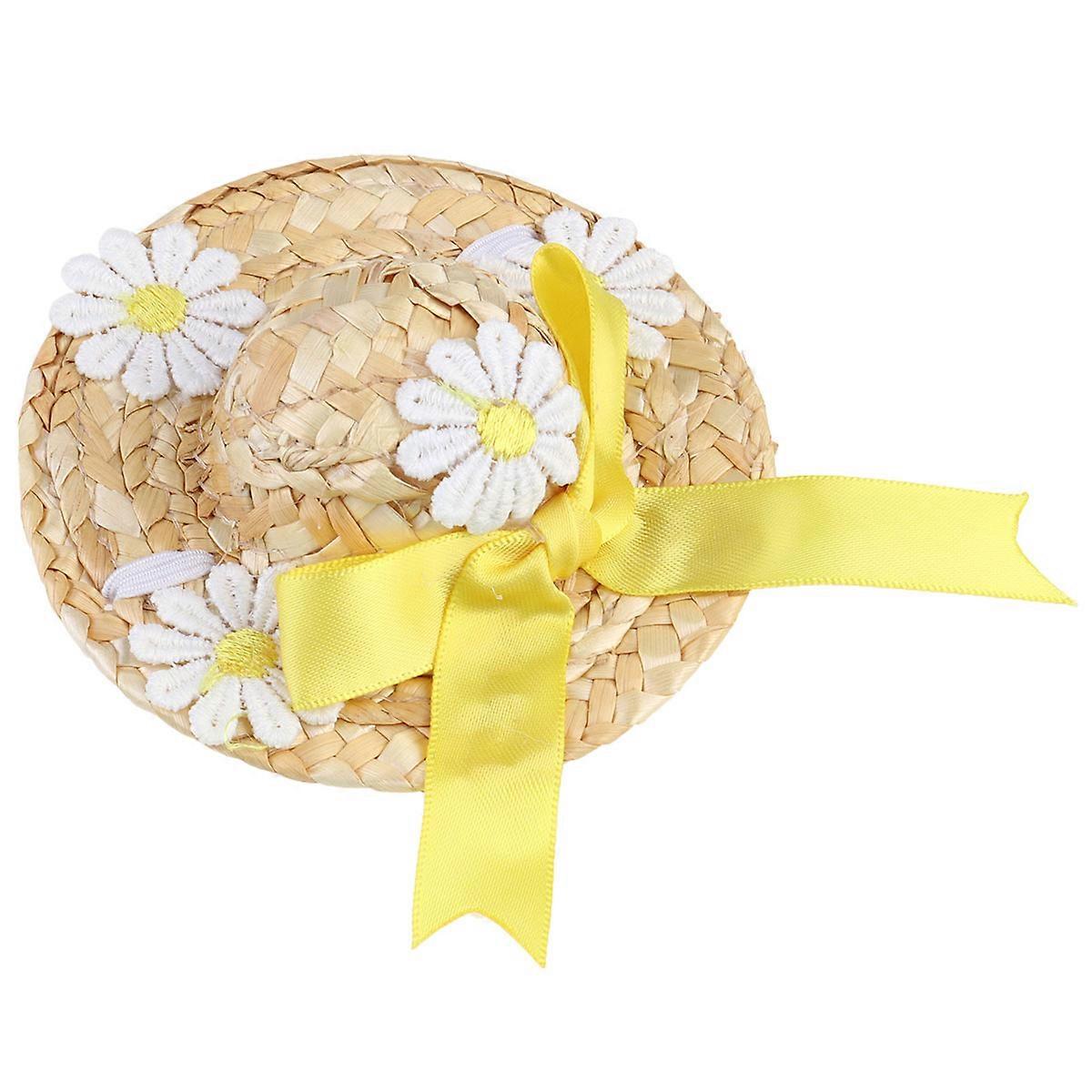 Adorable Woven Hat in Yellow for Photo Props and Daily Use Synthetic MaterialFeels Soft