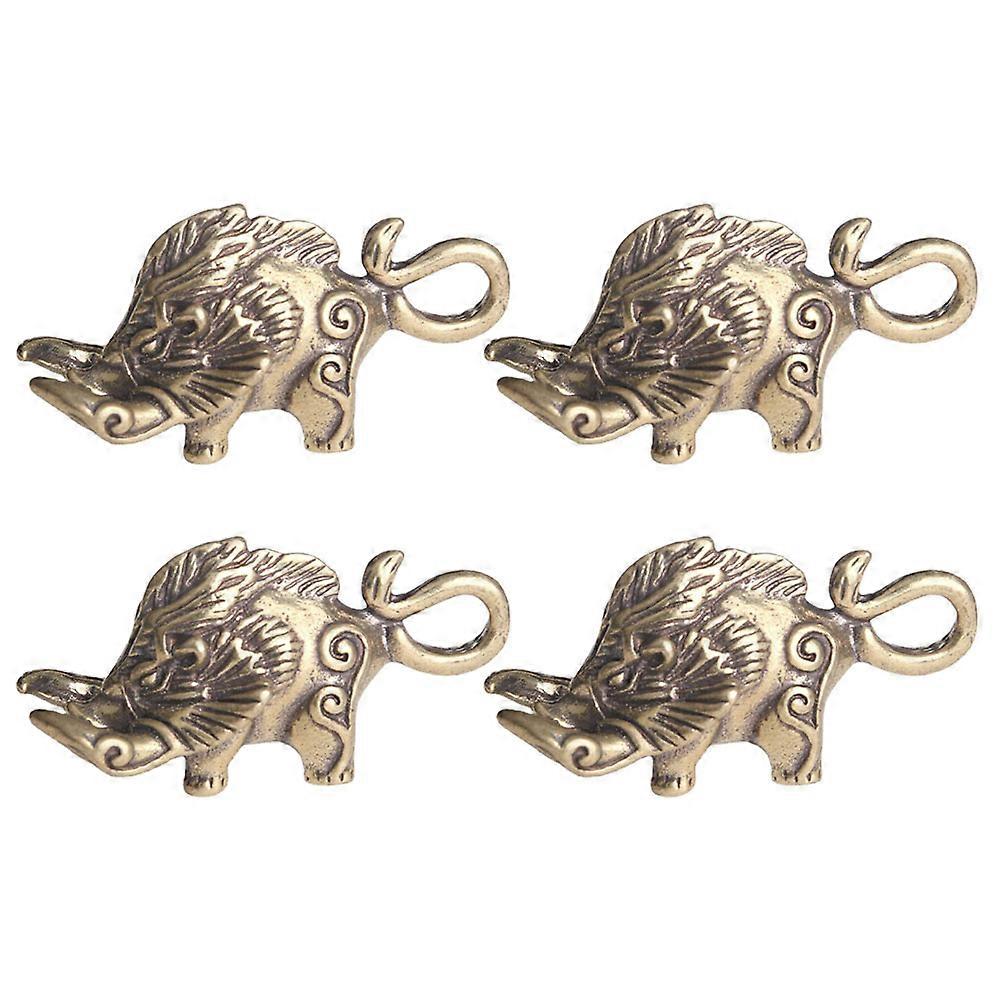 Golden Boar Charms DIY Key Pendant Brass Decor for Decoration 4 Pieces Lightweight and Durable