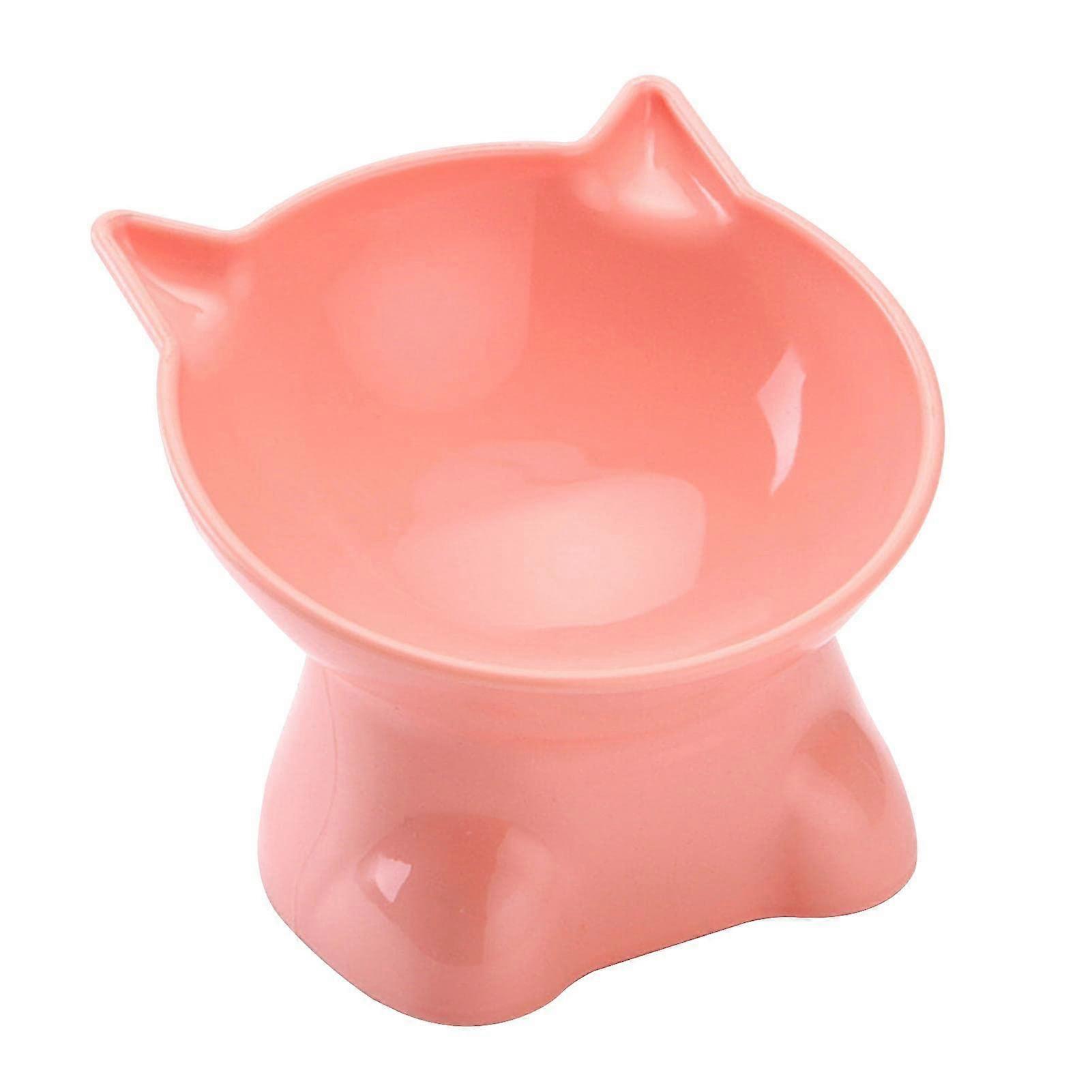 Cat Feeding Bowls, Raised Anti Vomiting Bowl with 15° Tilt Design, Pink