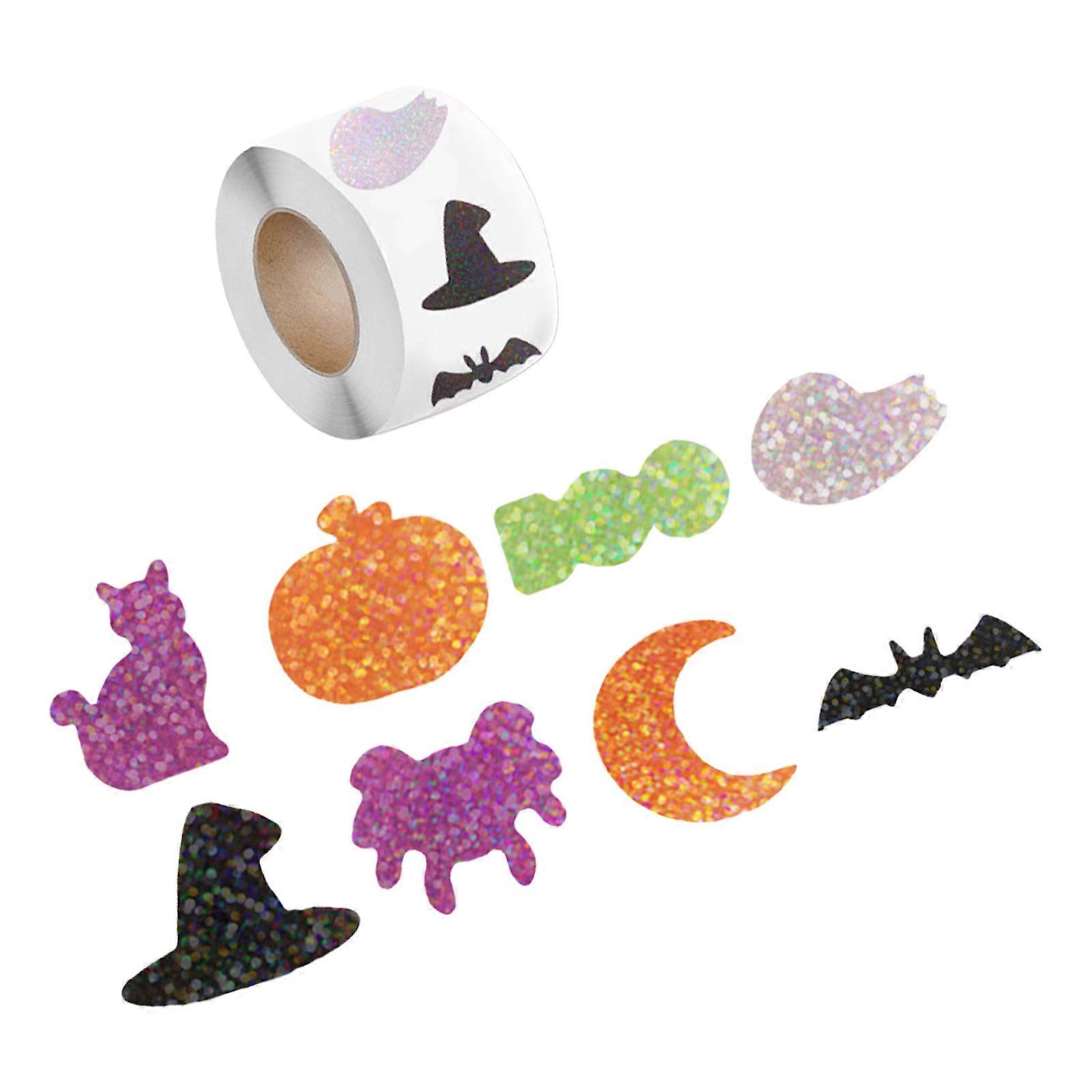 500Pcs Adhesive Halloweens Sticker with Glowing Pumpkin Pattern Elegant Decal Great For Gift Decorating Projects Multicolor