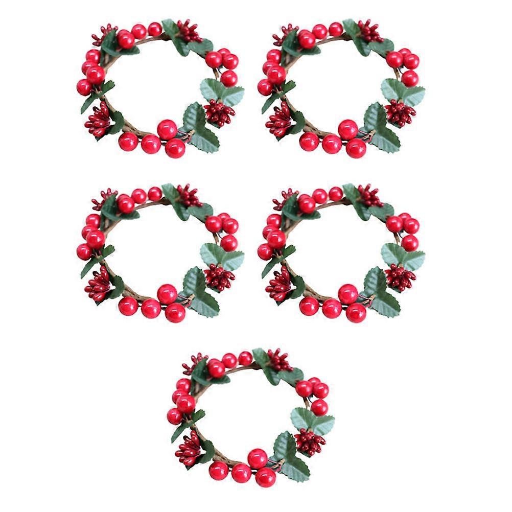 Simulated Berry Candlestick Decorations For Home Decoration And Christmas Celebration In Red Color 5Pcs