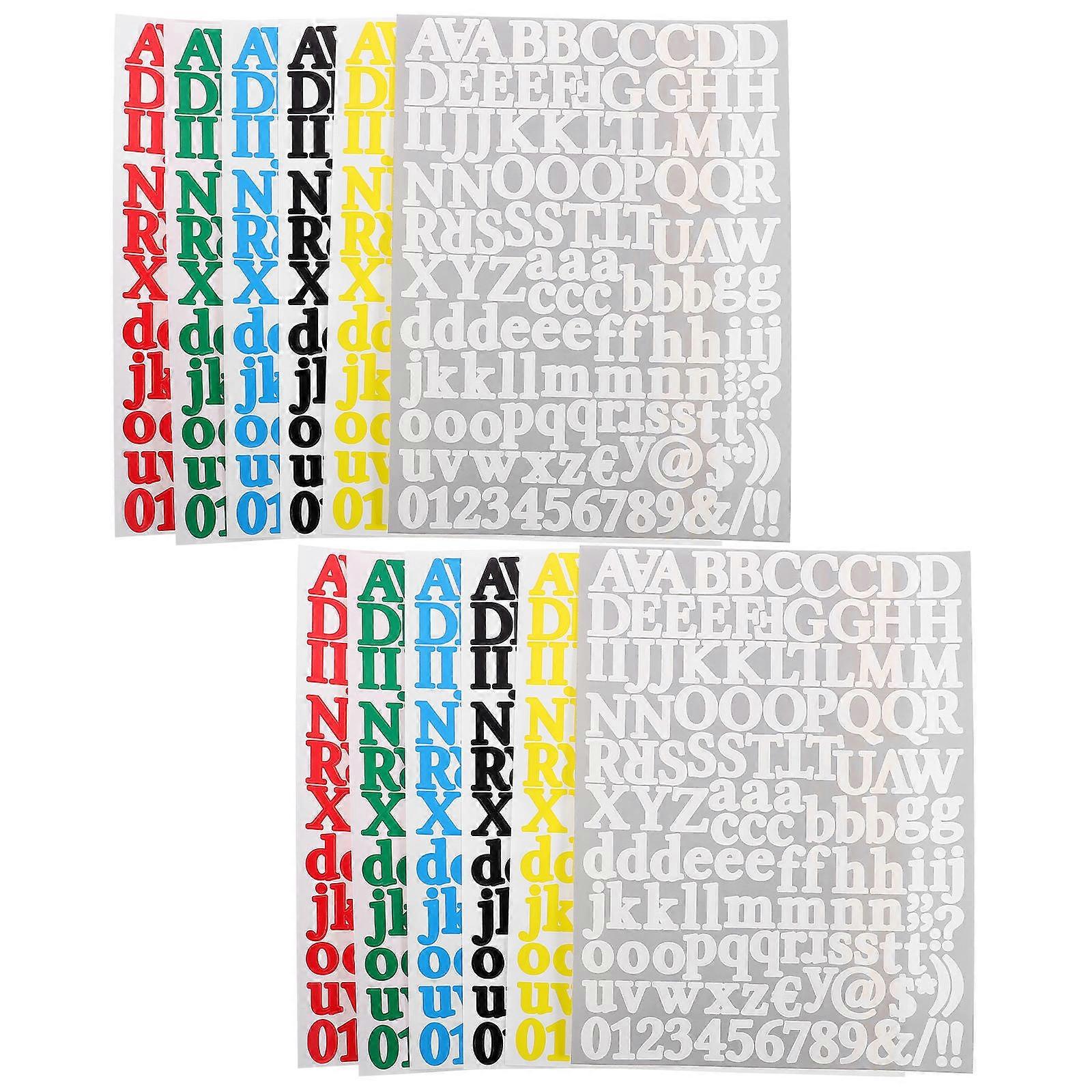 Adhesive Stickers for Home with English Letters and Numbers 12 Sheets Versatile Vinyl Decals