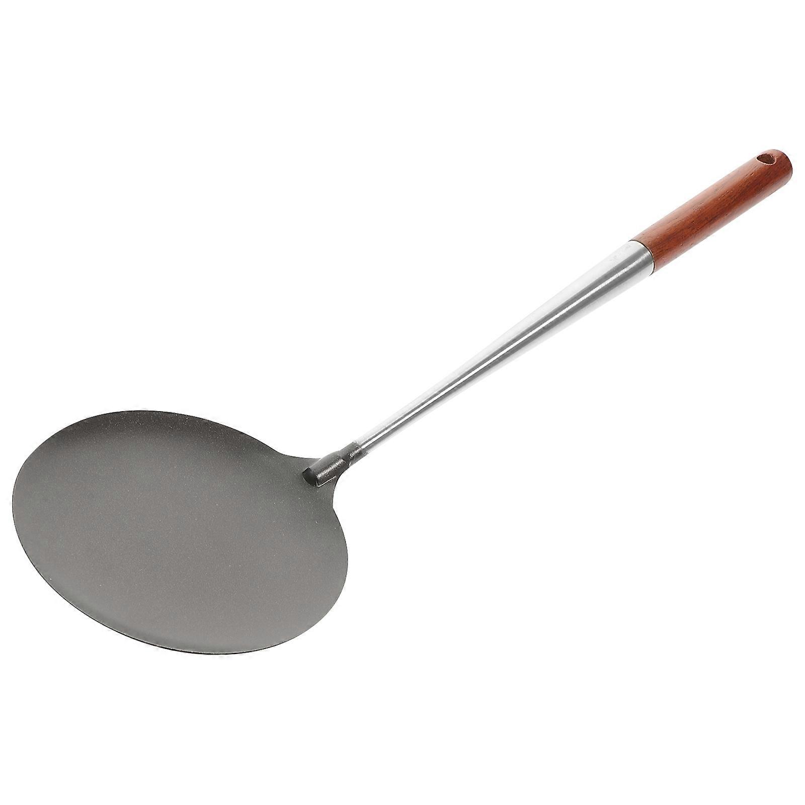 Metal Cooking Spoon For Kitchen Use With Long Handle Ideal For Safe Frying In Black 1Set