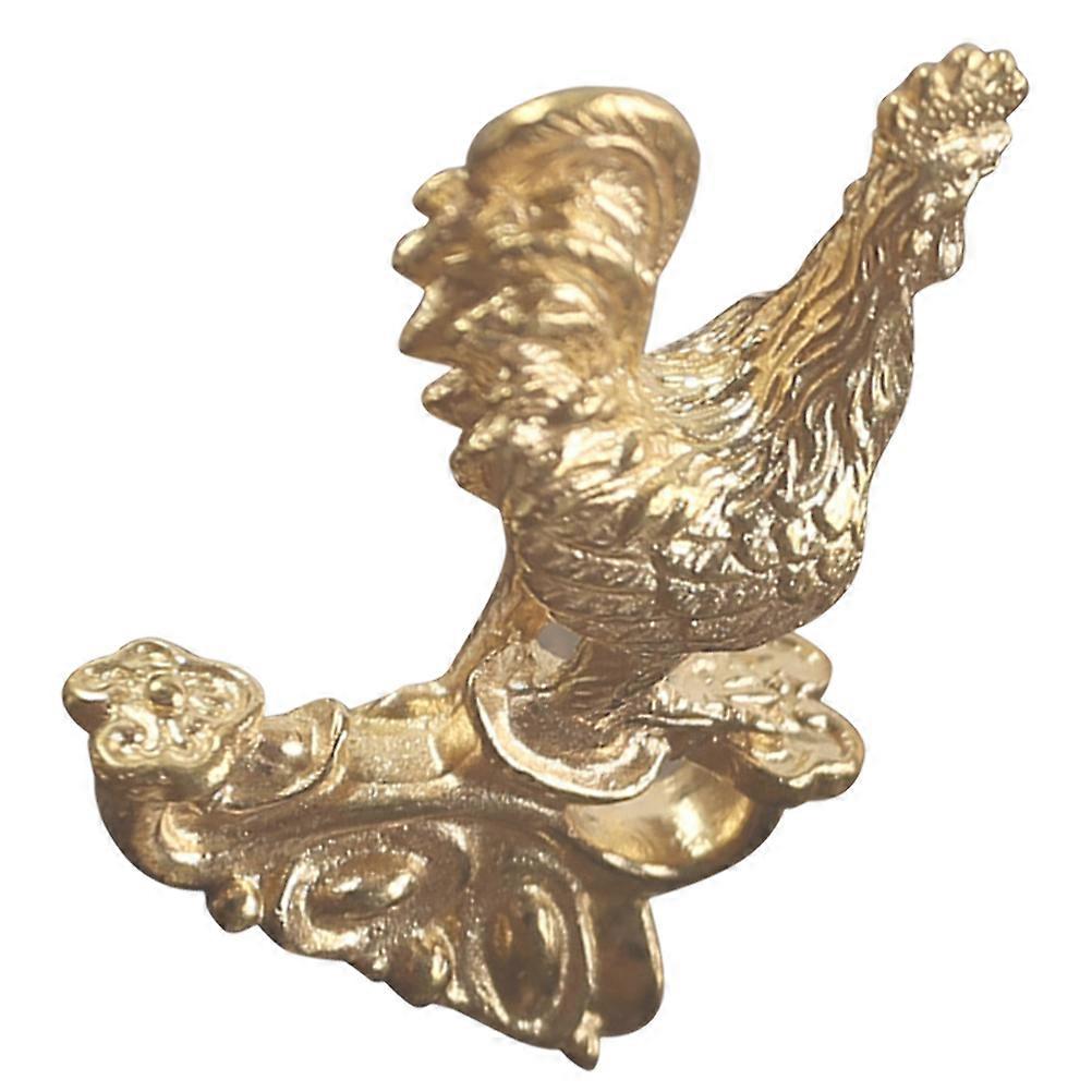 Vintage Copper Rooster Statue Chicken Figurine Home Office Decor Unique Ingot Design Space Saving Ornament