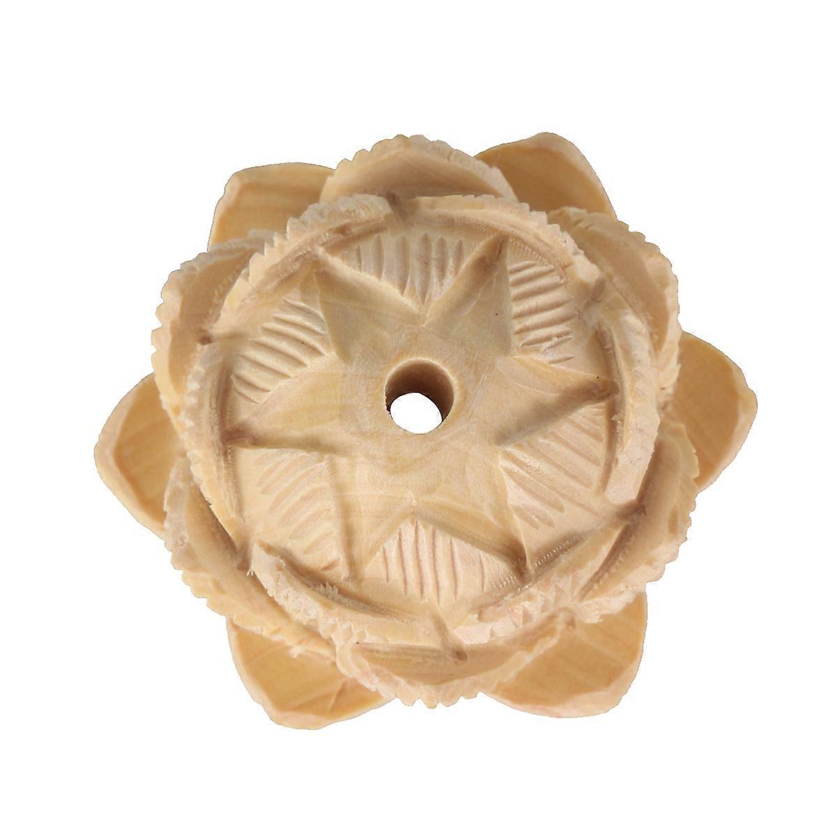Beige Wooden Lotus Flower Pendant Charm for Jewelry Making DIY Projects 3D Synthetic Material