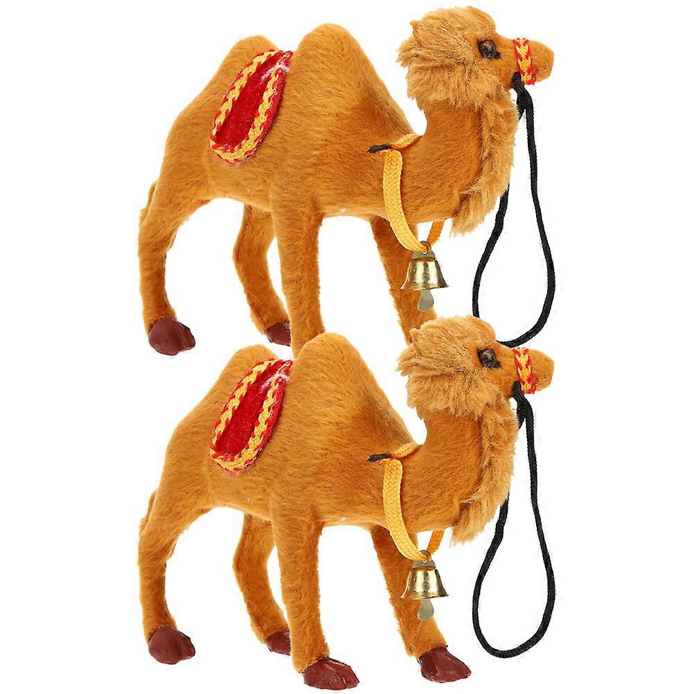 2pcs Realistic Camel Ornament Desert Animal Figures Desktop Decoration Chic Attractive Animal Crafts Unique Home Decor