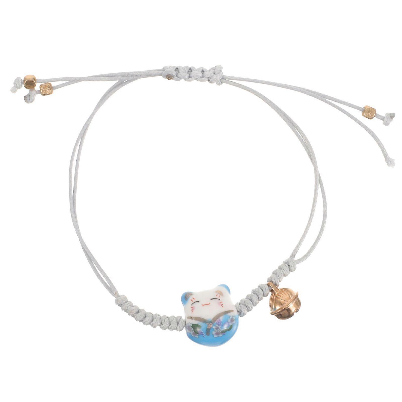 1st Katt Flätad Armband Handstickad Kitten Hand String för Vänner Barn (Blå)