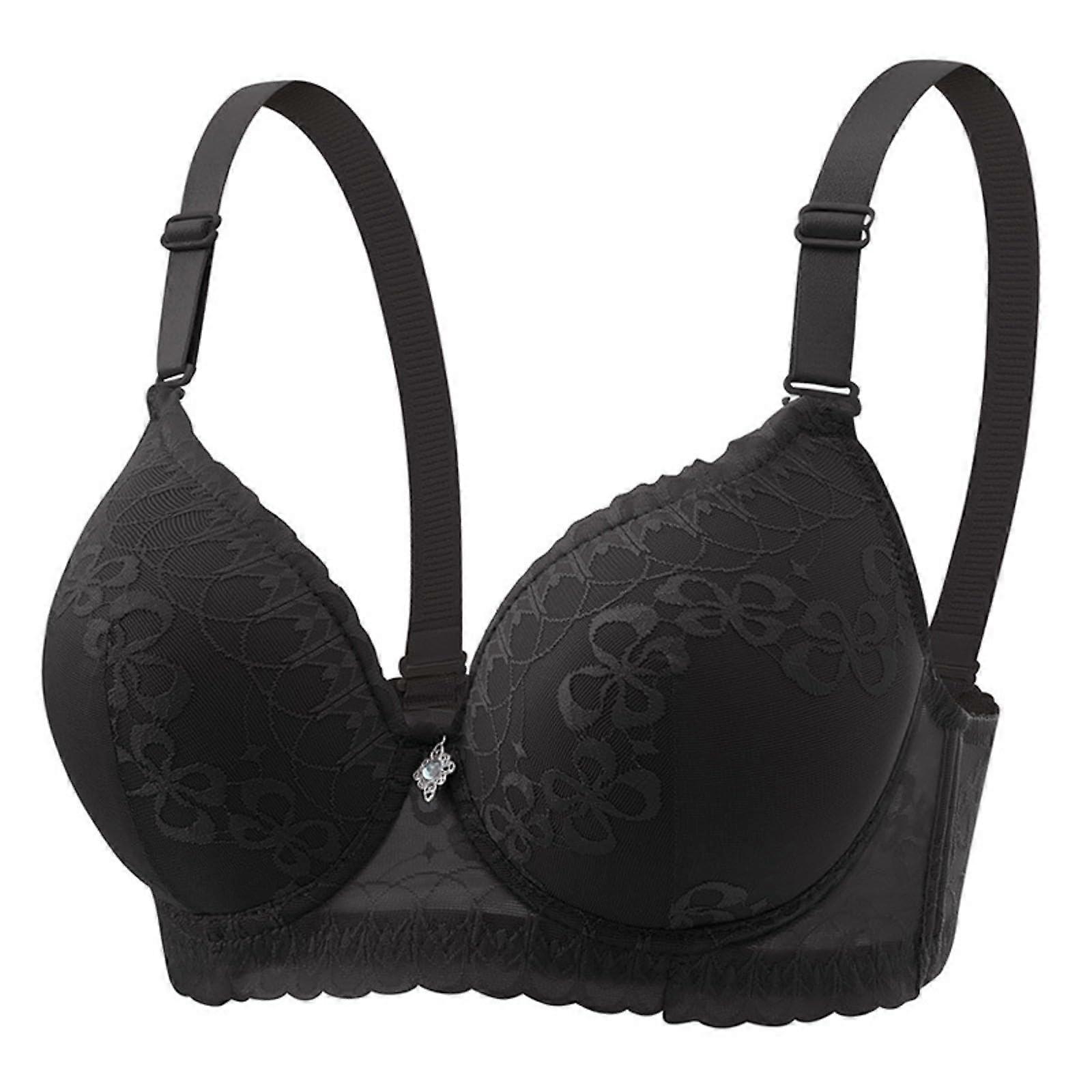 Wireless Soft Comfortable Gather Bra Black 46