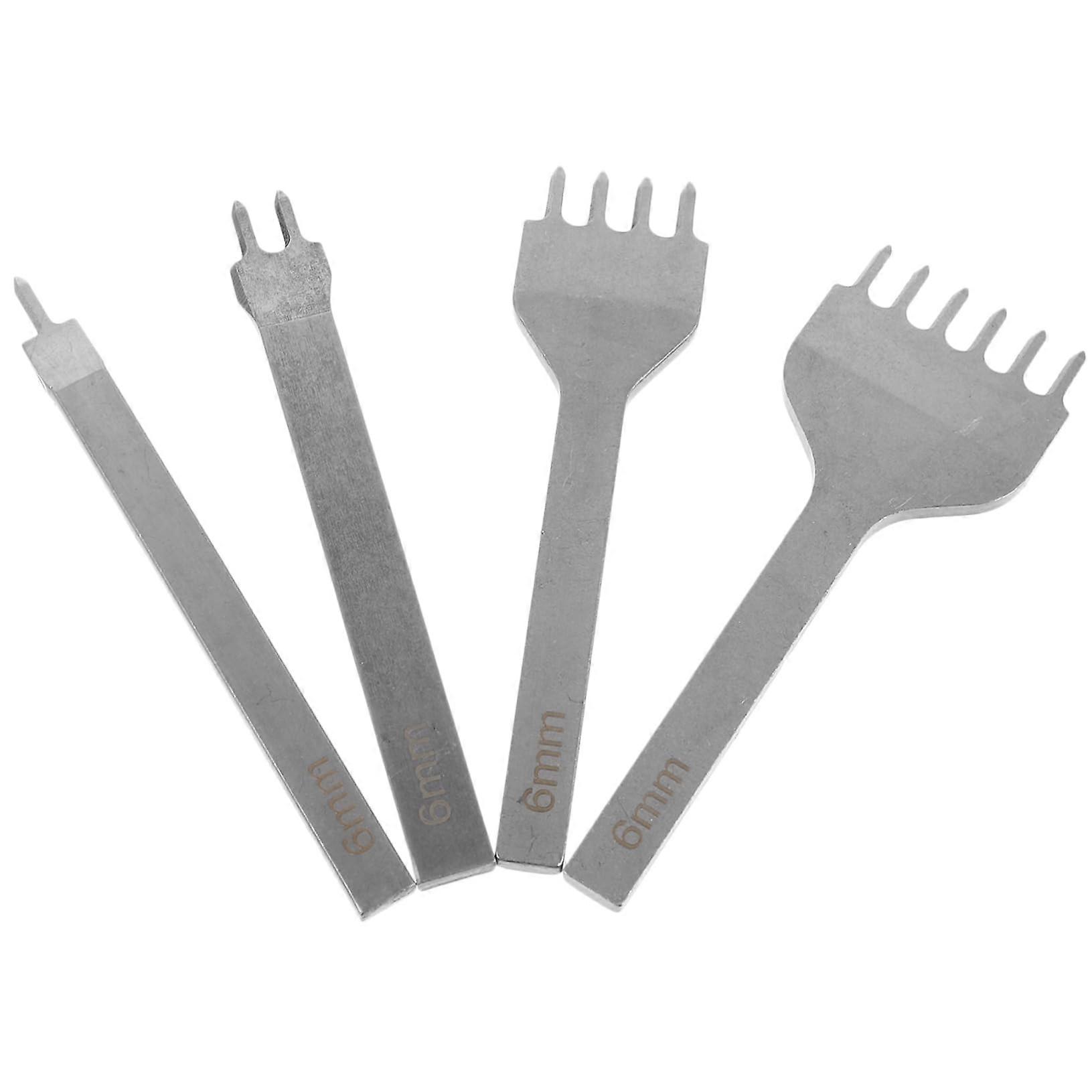 Punch Tool - 4-Piece Leather Belt Hole Punch Set For Leatherworking, High-Carbon Steel, Leather Stitching Kit