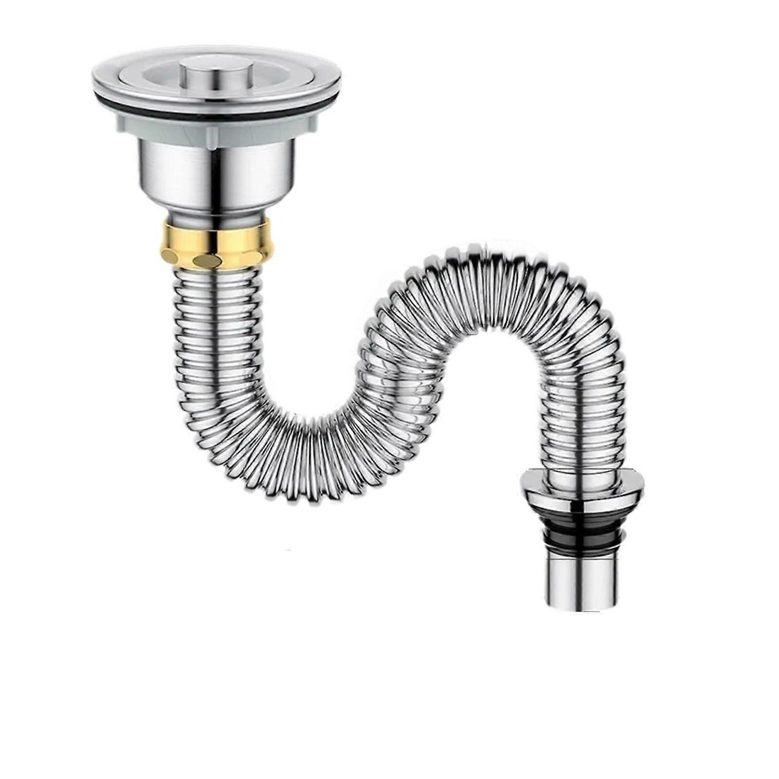 Sink pipe drain kitchen sink drain pipe, stainless steel sink strainer with sink plug/sealing cover, kitchen sink, sewage pipe, drain pipe (Type A)