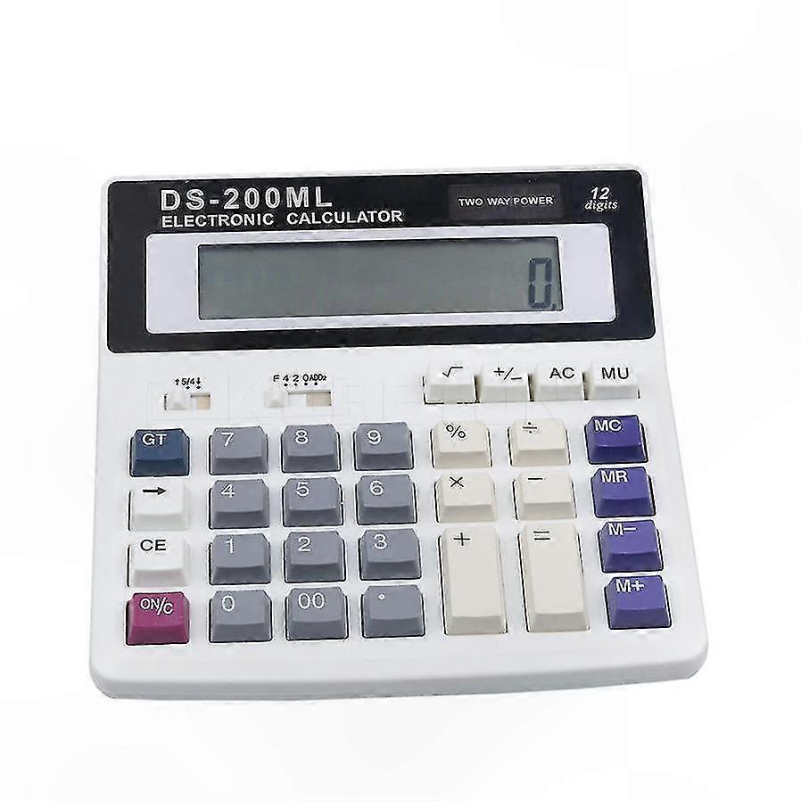 Large LCD Calculator with Big Buttons and Dual Power Source for Office Accounting Use