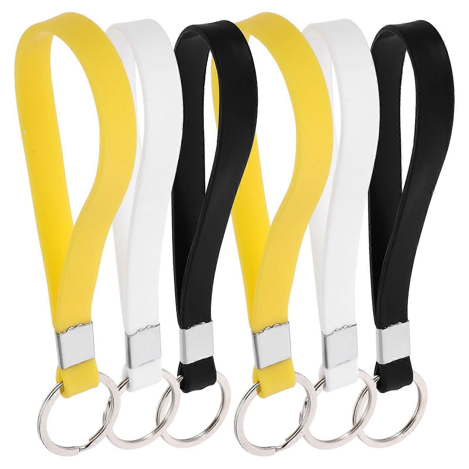 6pcs Silicone Key Extension Wristband Jelly Spoon Portable Keychain Wrist Lanyard Rope Lanyards (Mixed Color)