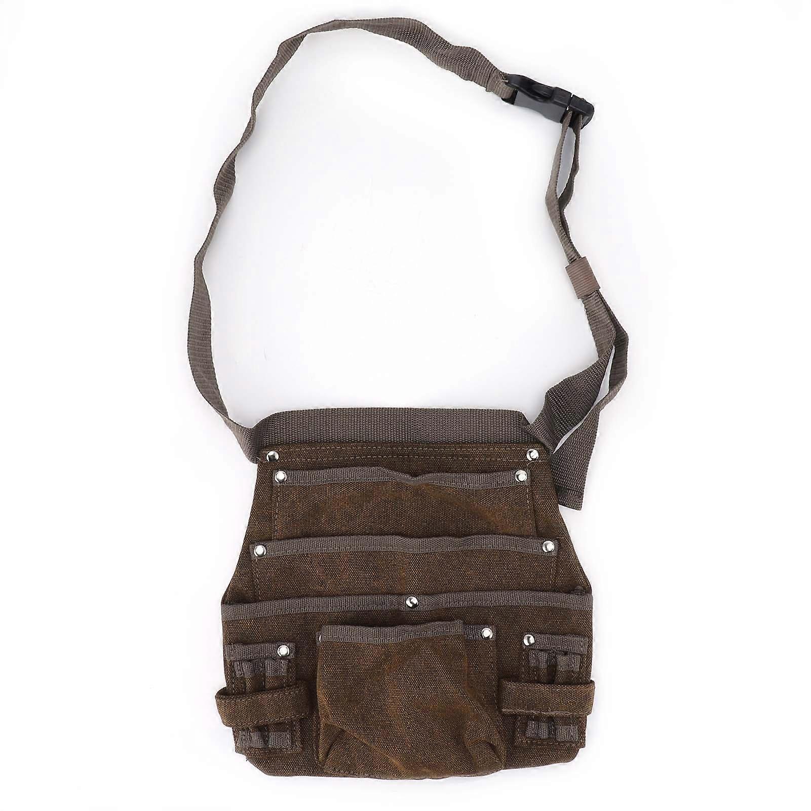 Adjustable Waterproof Waxed Canvas Tool Belt Pouch with Multiple Pockets for Maintenance