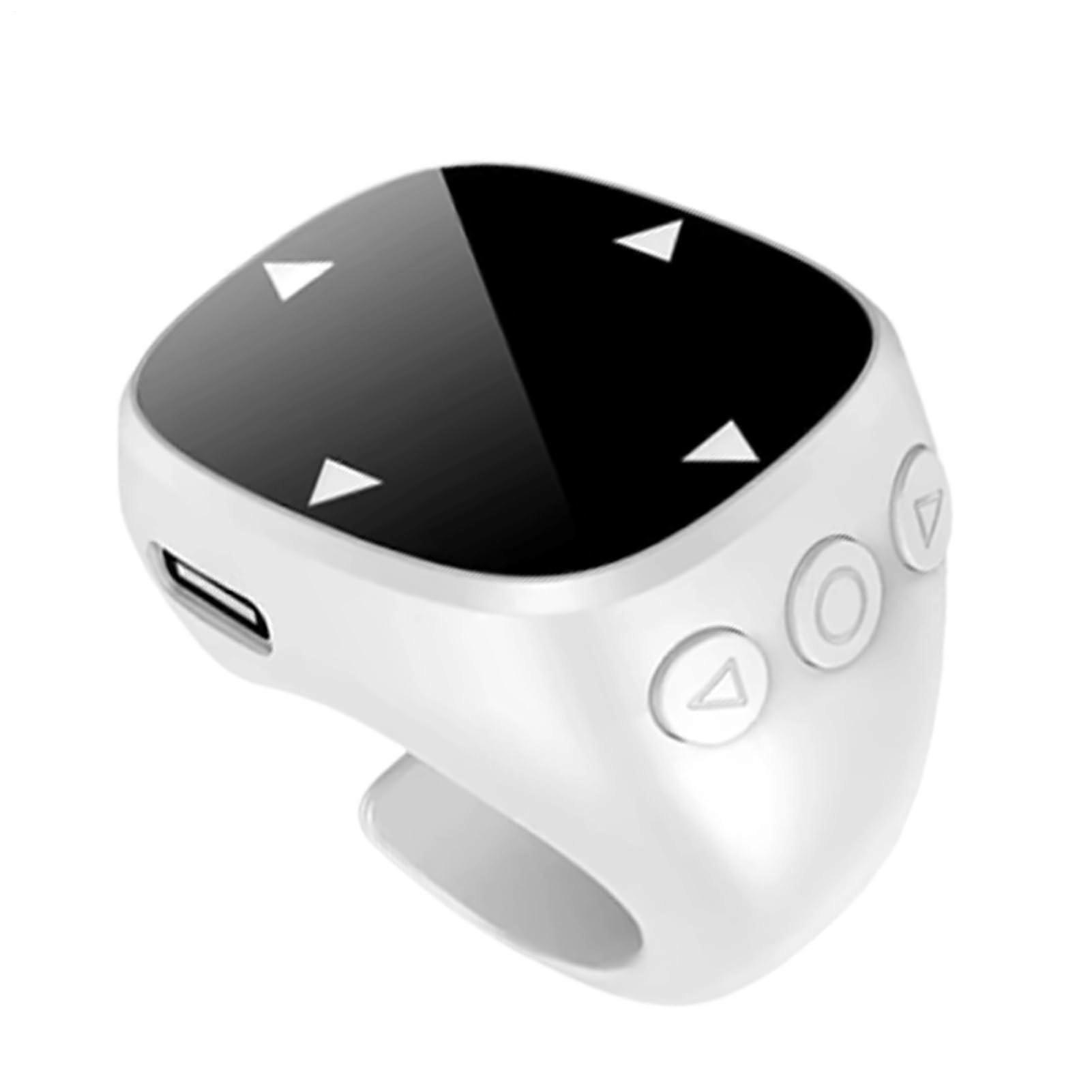 Scroll Ring Wireless Remote For Smartphone, Portable Ring Accessory For E-Readers, Cameras, Streaming, Reading, White