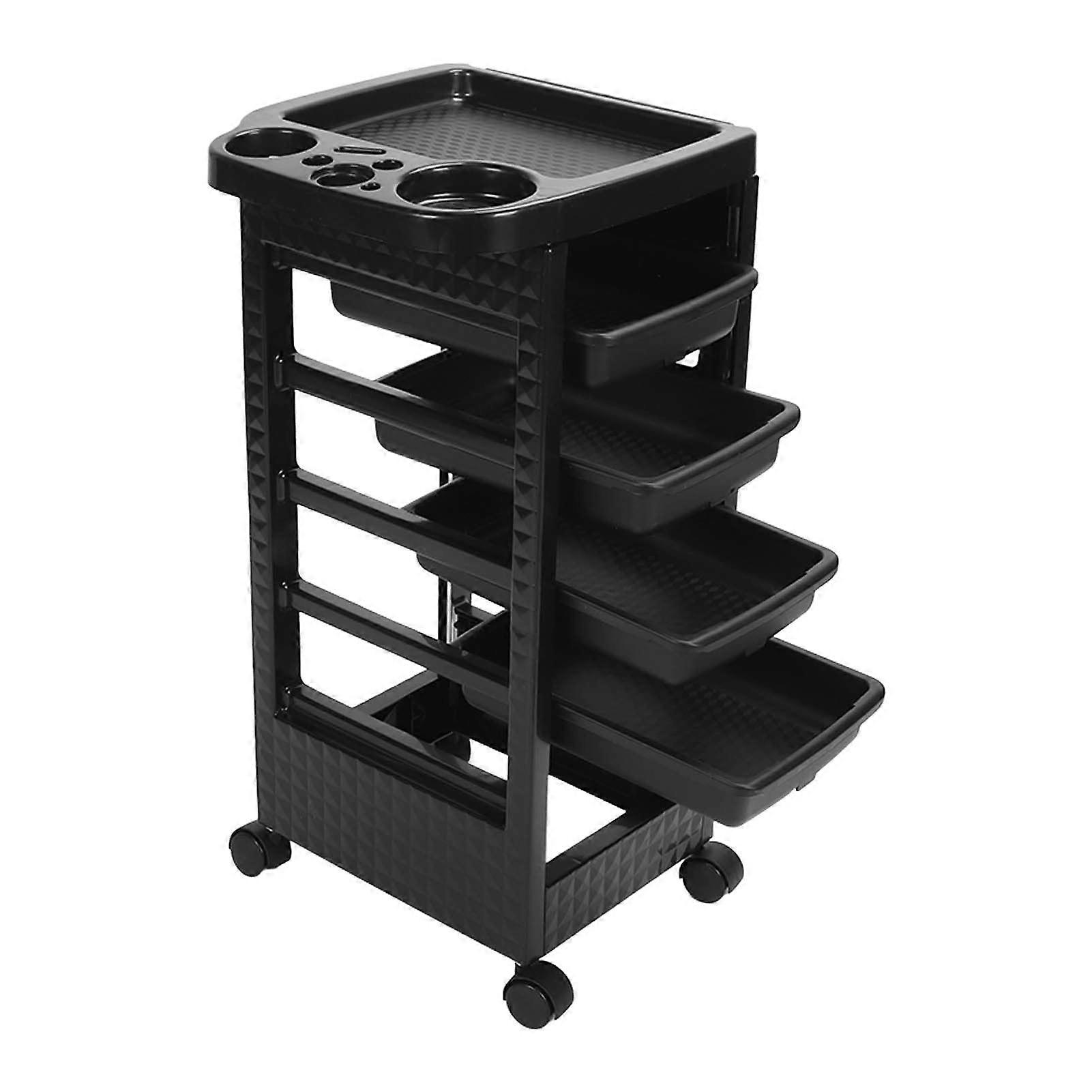 Salon Trolley Cart Professional Multi-Layer Rolling Hair Station with Removable Storage for Barber Shop, Black