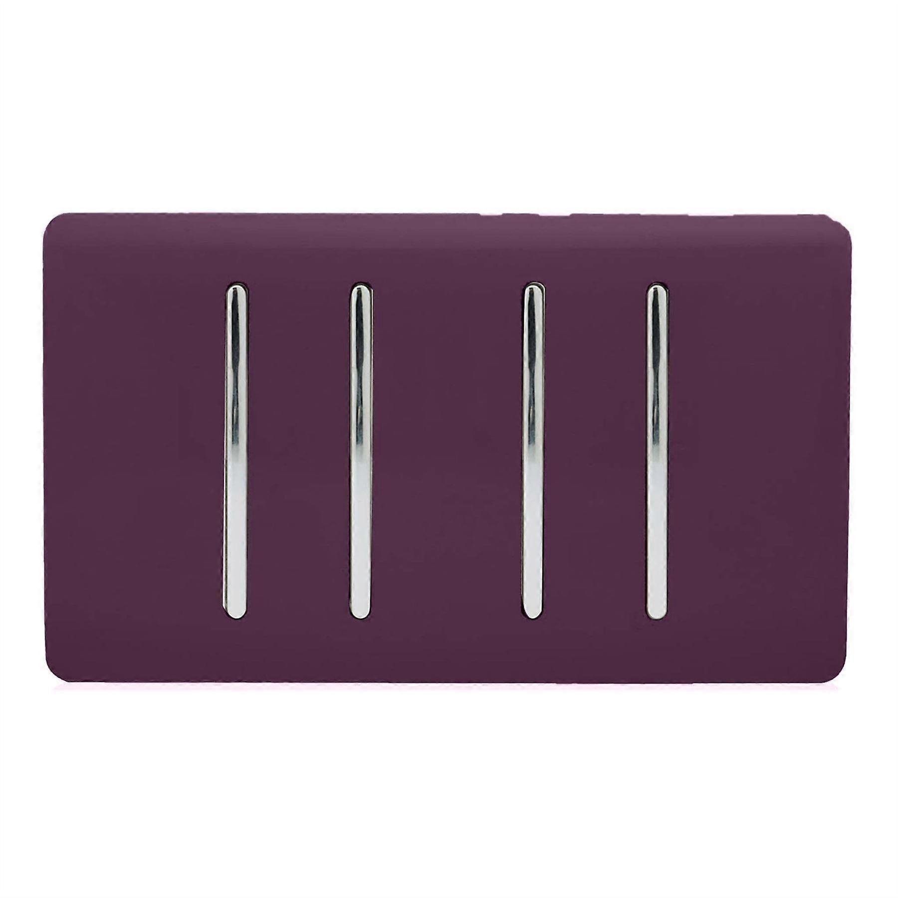 Trendi 4 Gang (2 Way & 1x Intermediate) Glossy 10 Amp Rocker Light Switch Plum