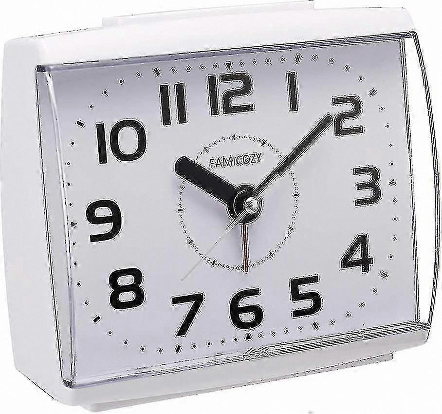 Large Number Alarm Clock with Gradual Wake-Up Sound, Night Light, Silent Operation, Battery Powered, White