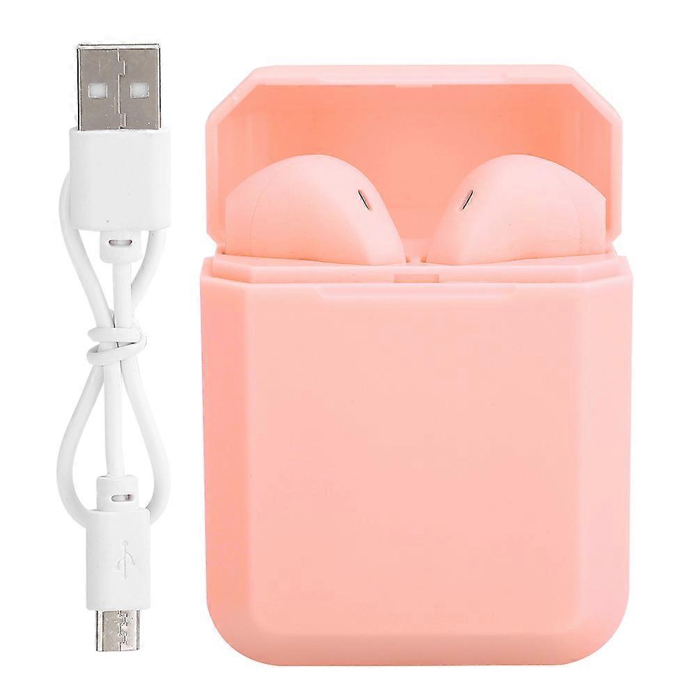 Pink Bluetooth TWS Earphones: Noise Reduction, Touch Control, Waterproof, Sweatproof