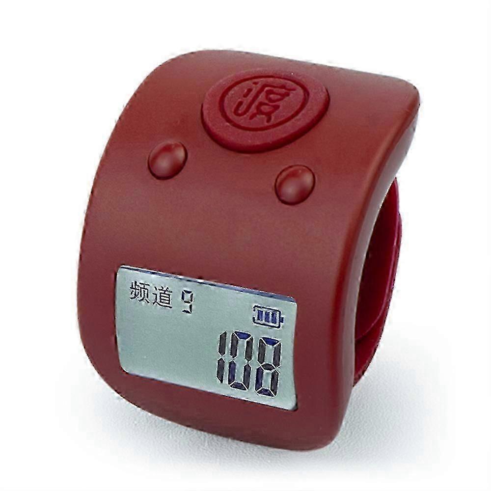 Rechargeable Finger Counter, IPX8 Waterproof Lap Counter, Silent 6 Channel Digital Tasbih Counter with LED for Prayer--Red