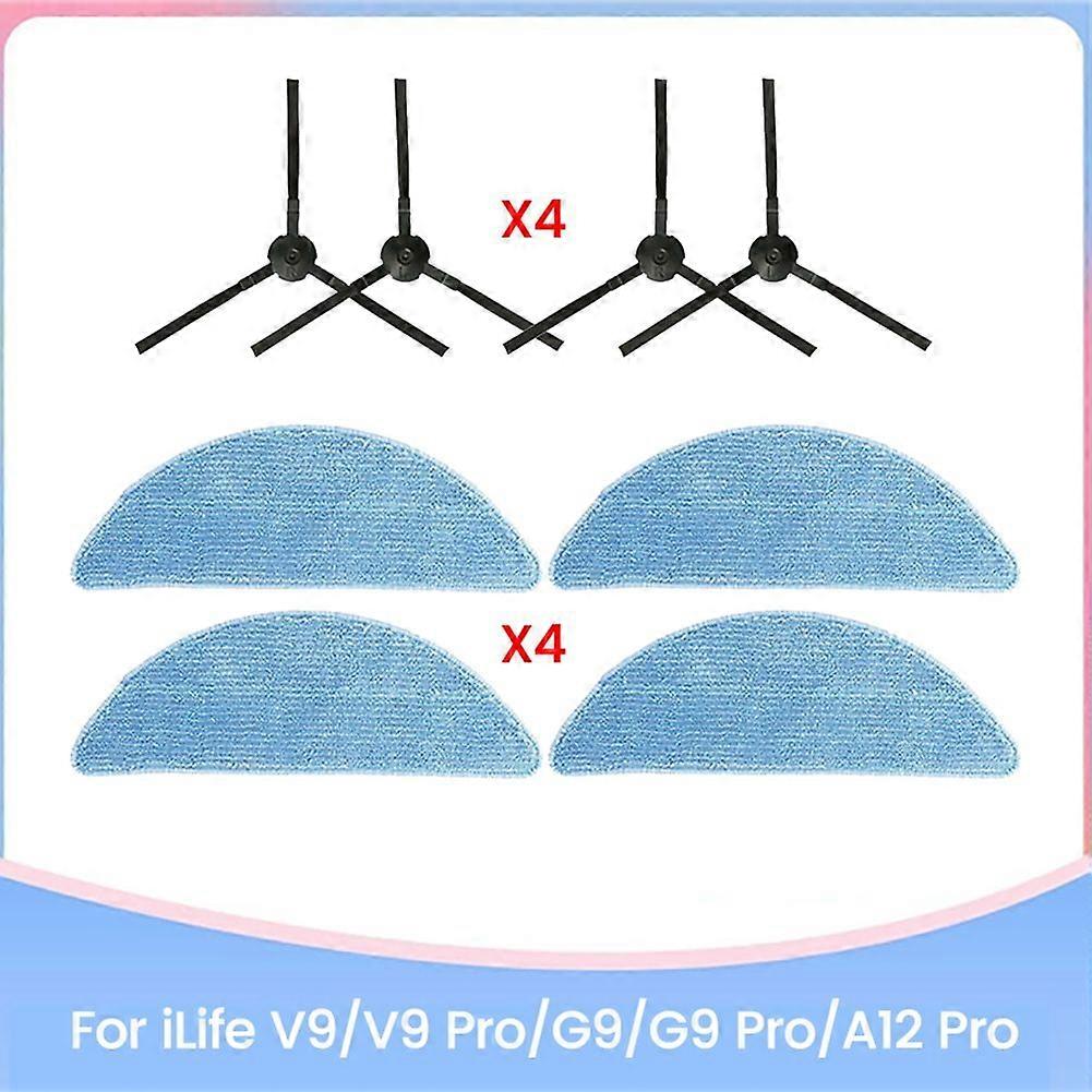 For V9/V9 Pro/G9/G9 Pro/A12 Pro Replacement Parts Side Brush and Washable Microfiber Mopping Cloth