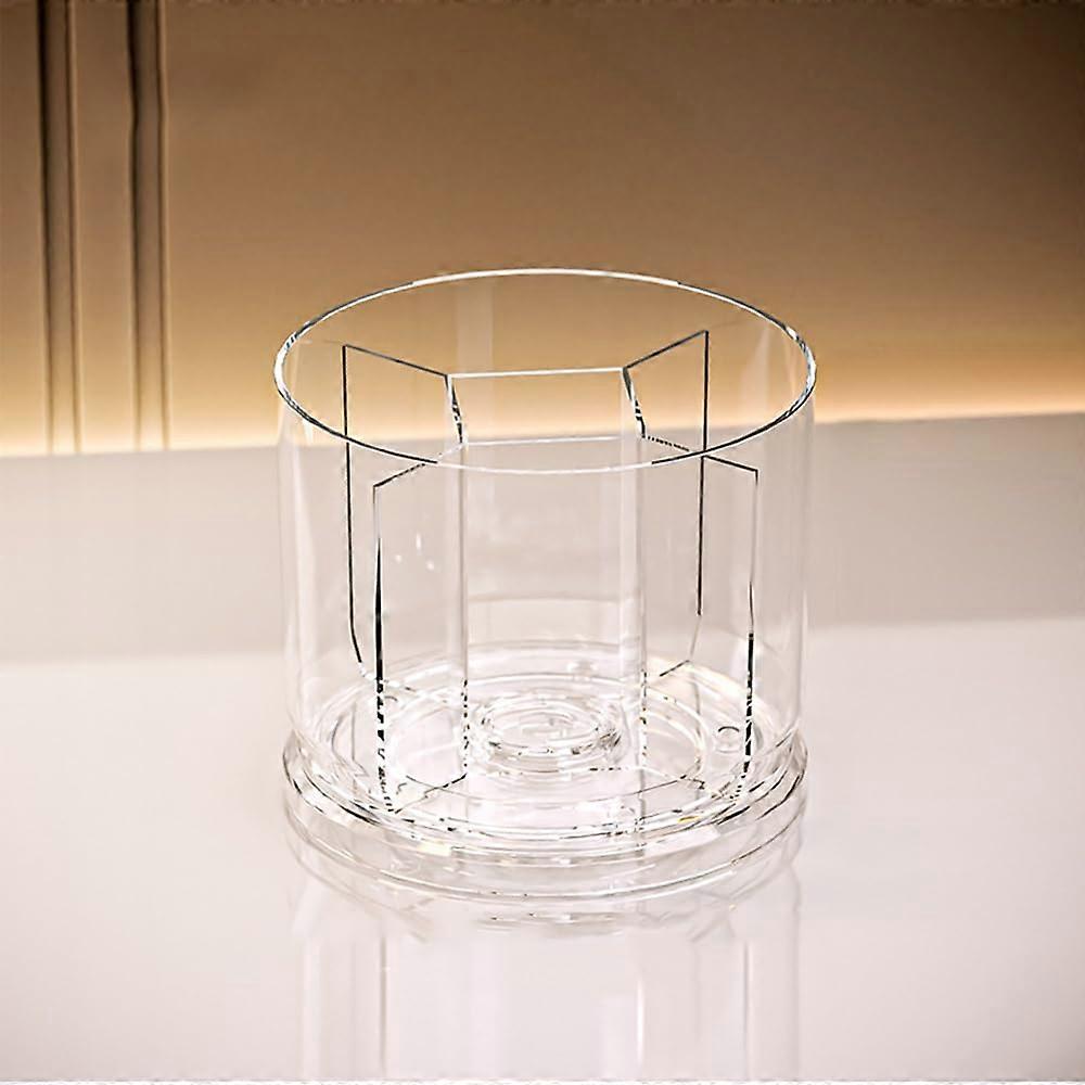 Office Desktop Rotating Pen Holder Transparent Large Capacity Partitioned Desk Organizer For Pens Pencils Makeup Tools