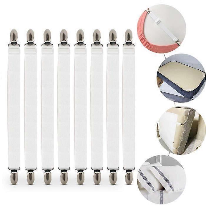 Bed Sheet Fasteners, 8pcs Sheet Straps Adjustable Sheet Holders, Sheet Fixer for Bed or Corner Sofa, Straps E