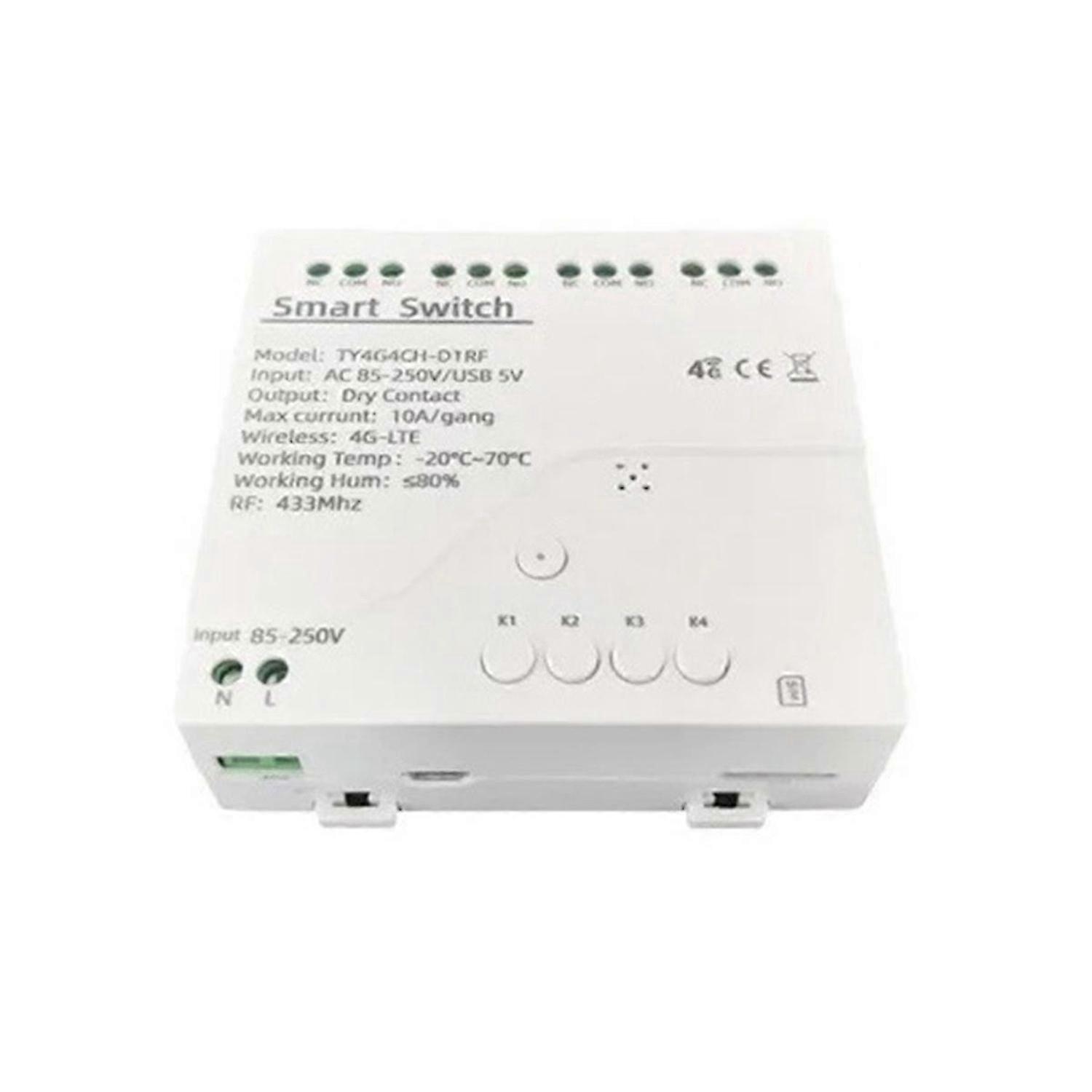 Tuya Smart Switch 4G LTE Relay with RF 433Mhz Smart GSM Switch APP Wireless Control 4G 4CH Remove Controller AC 85-250V