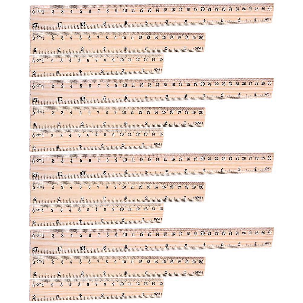 Wood Rulers for Math Drawing 24Pcs Clear Printing Students Rulers